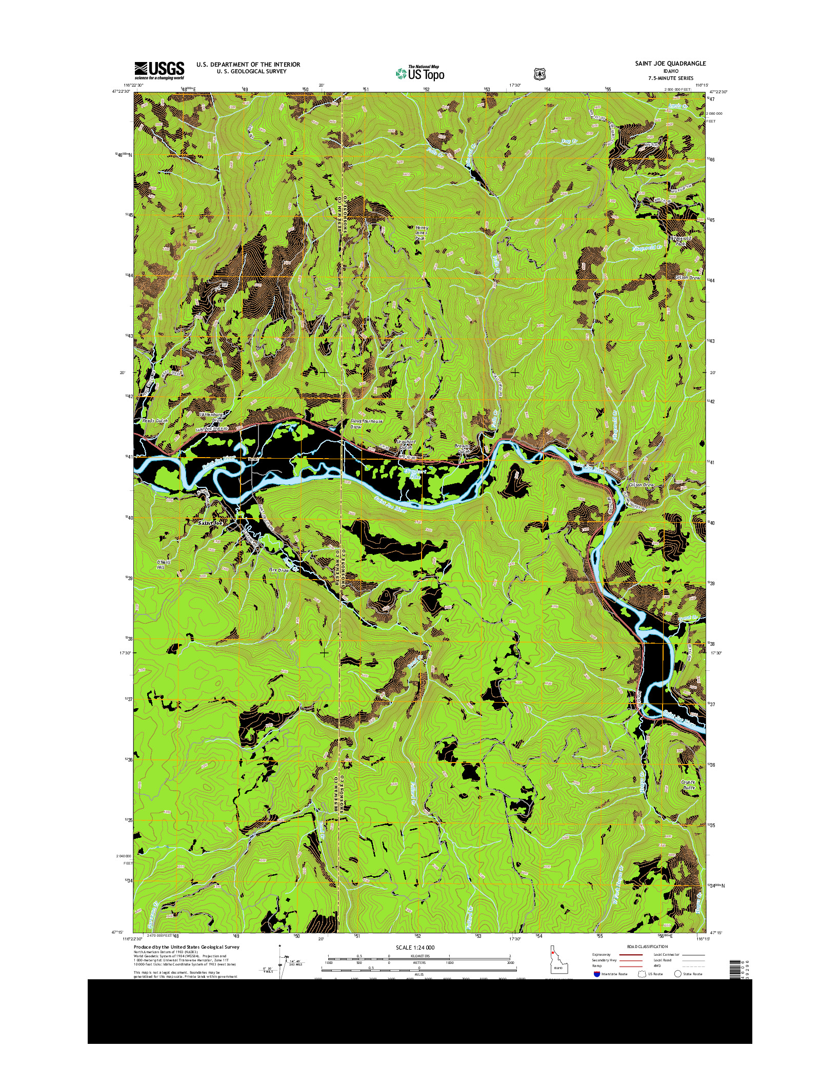 USGS US TOPO 7.5-MINUTE MAP FOR SAINT JOE, ID 2013