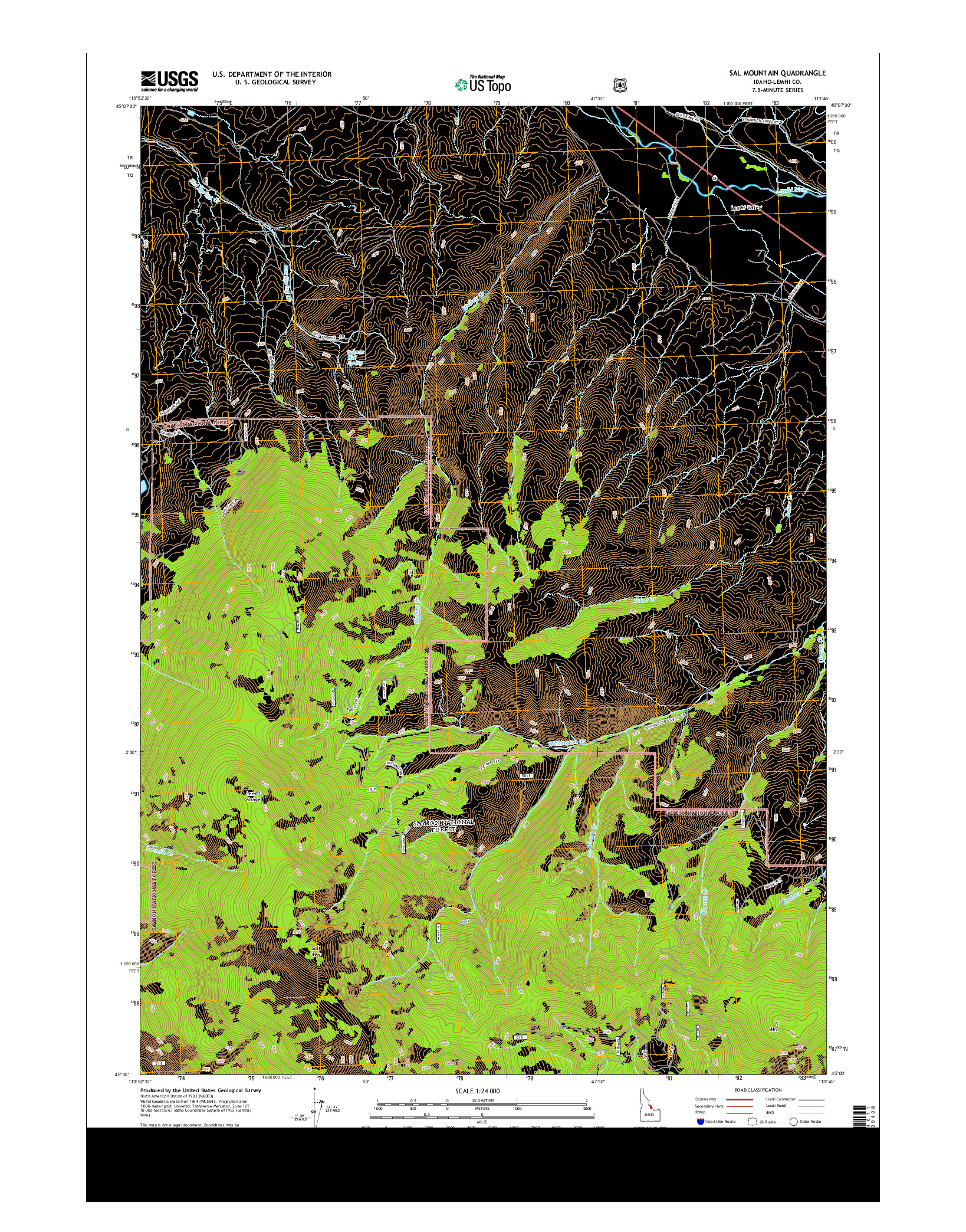 USGS US TOPO 7.5-MINUTE MAP FOR SAL MOUNTAIN, ID 2013