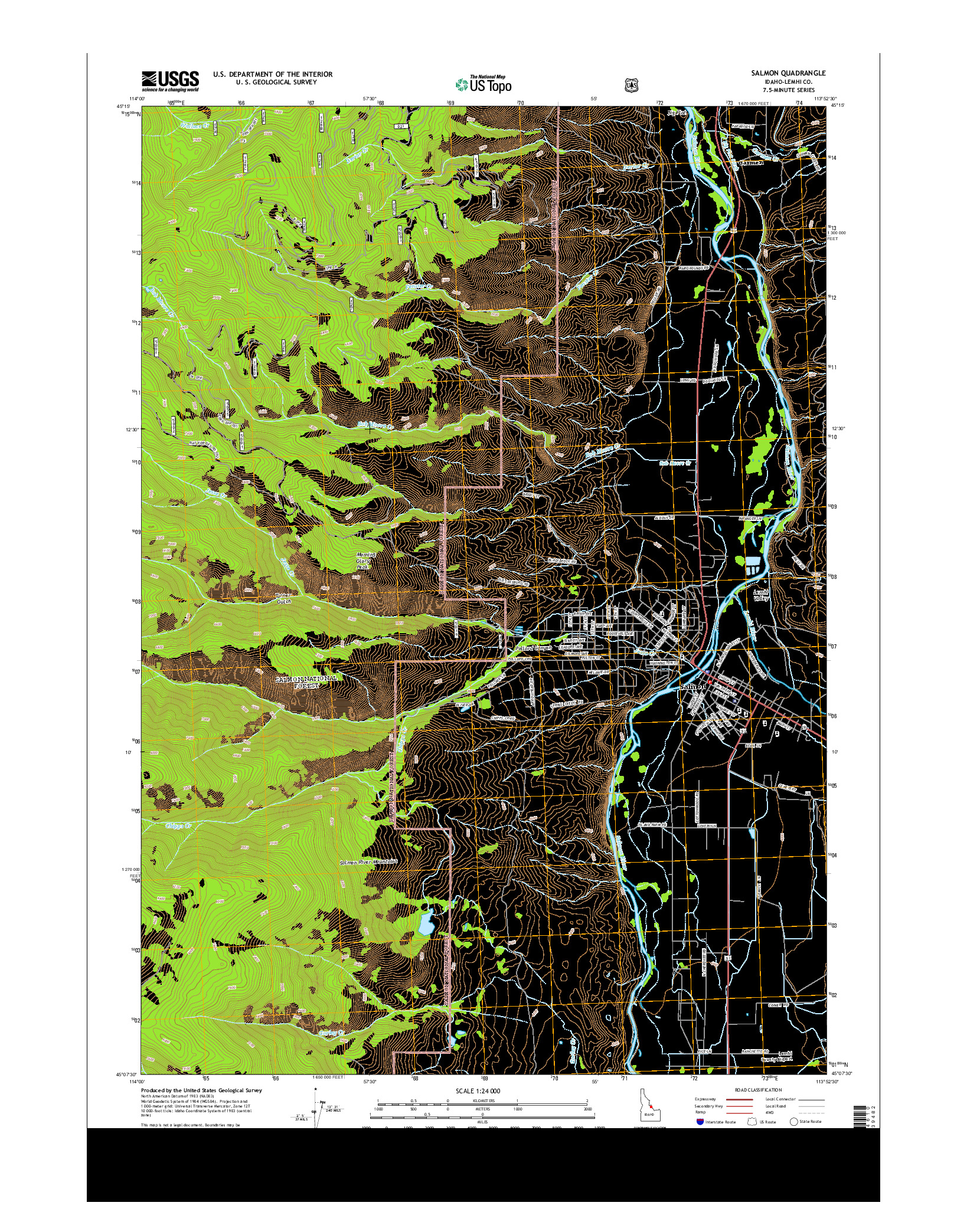 USGS US TOPO 7.5-MINUTE MAP FOR SALMON, ID 2013