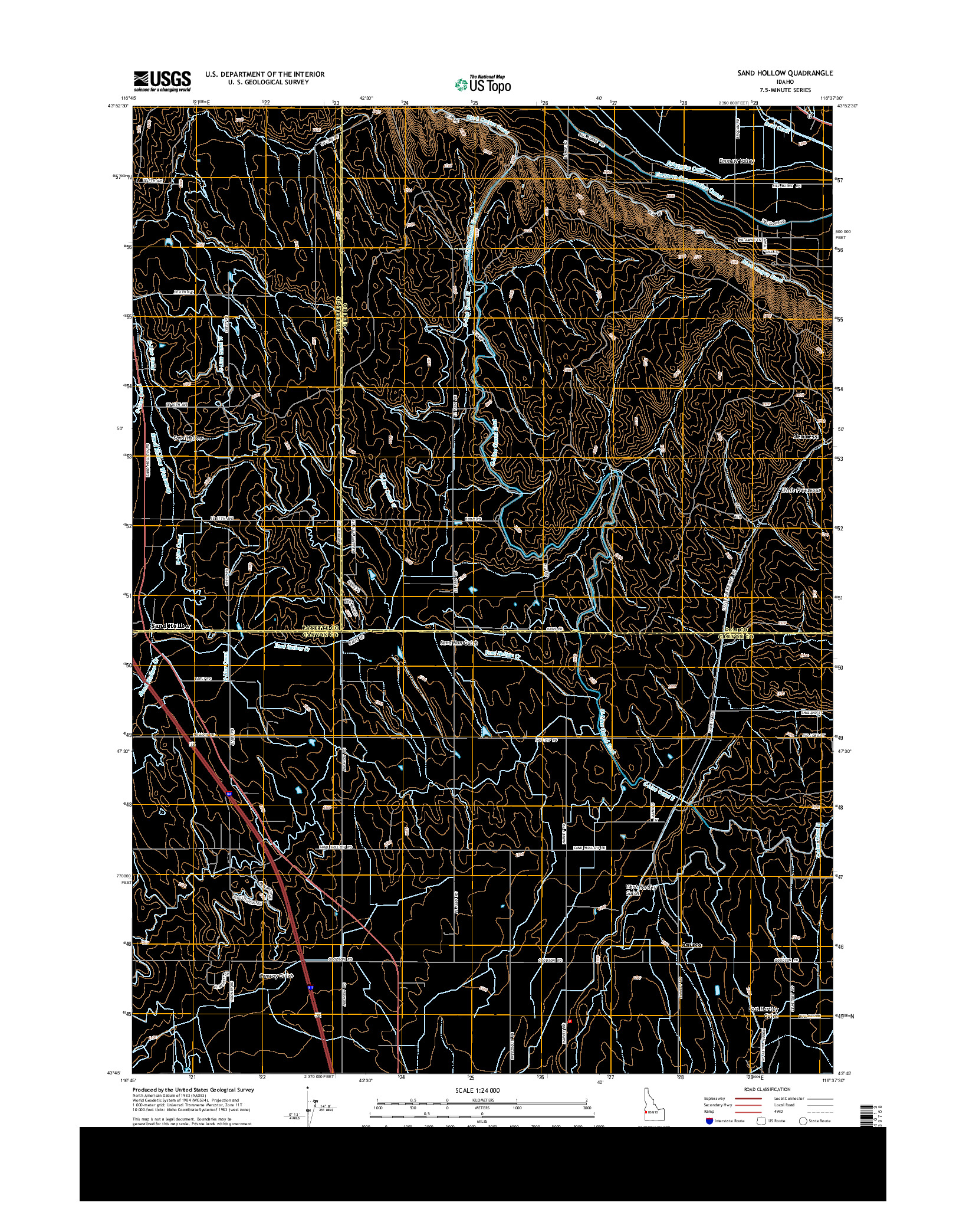 USGS US TOPO 7.5-MINUTE MAP FOR SAND HOLLOW, ID 2013