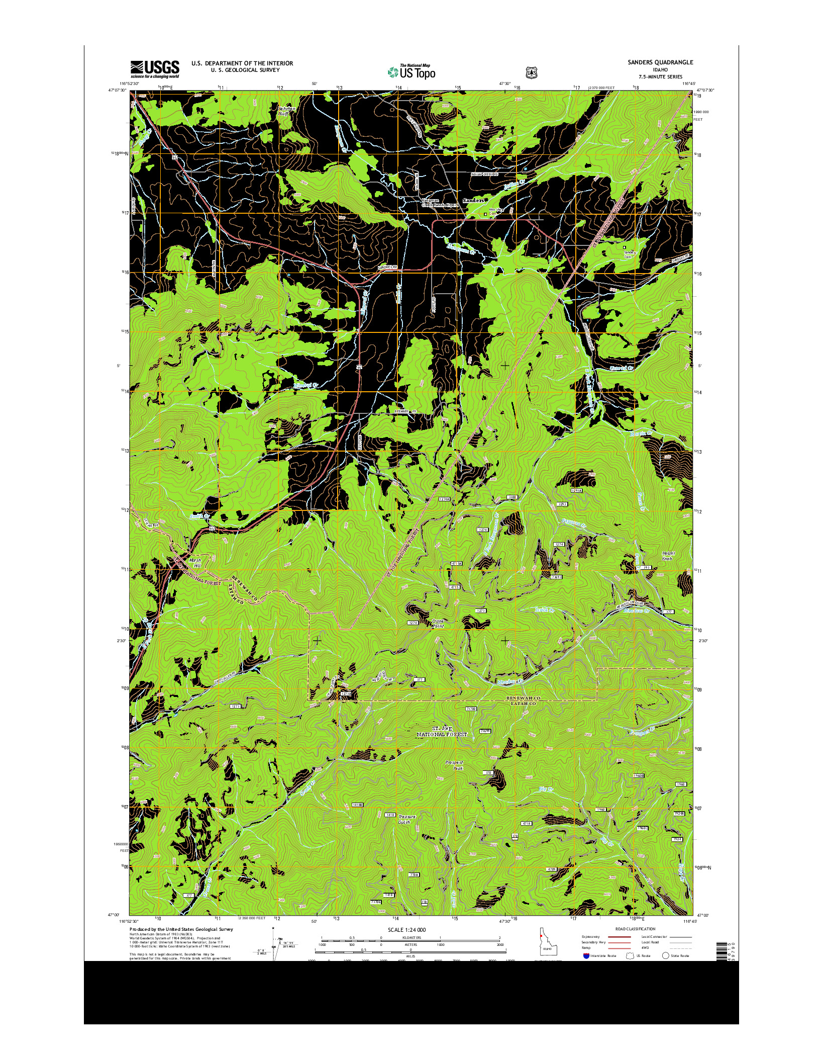 USGS US TOPO 7.5-MINUTE MAP FOR SANDERS, ID 2013