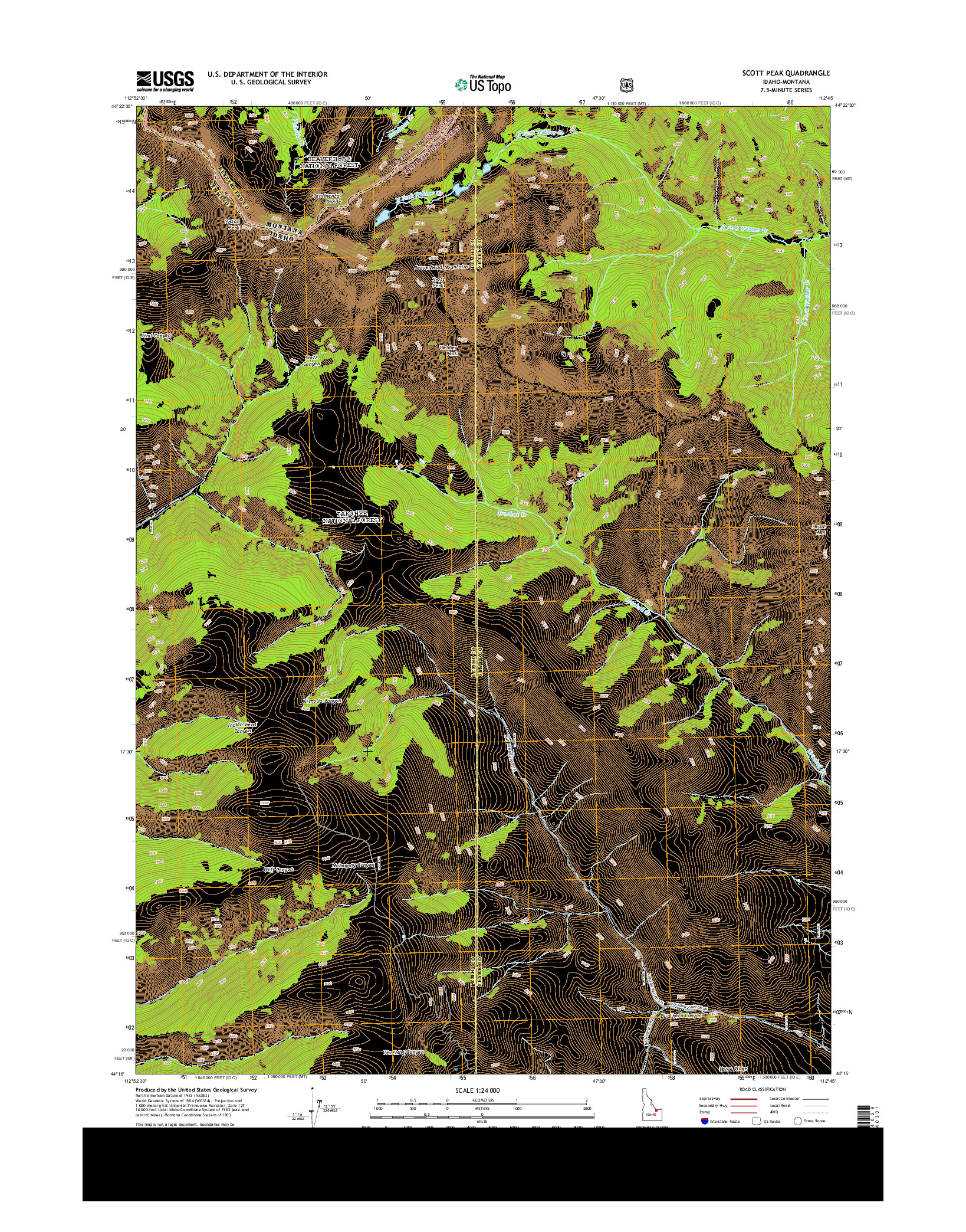 USGS US TOPO 7.5-MINUTE MAP FOR SCOTT PEAK, ID-MT 2013