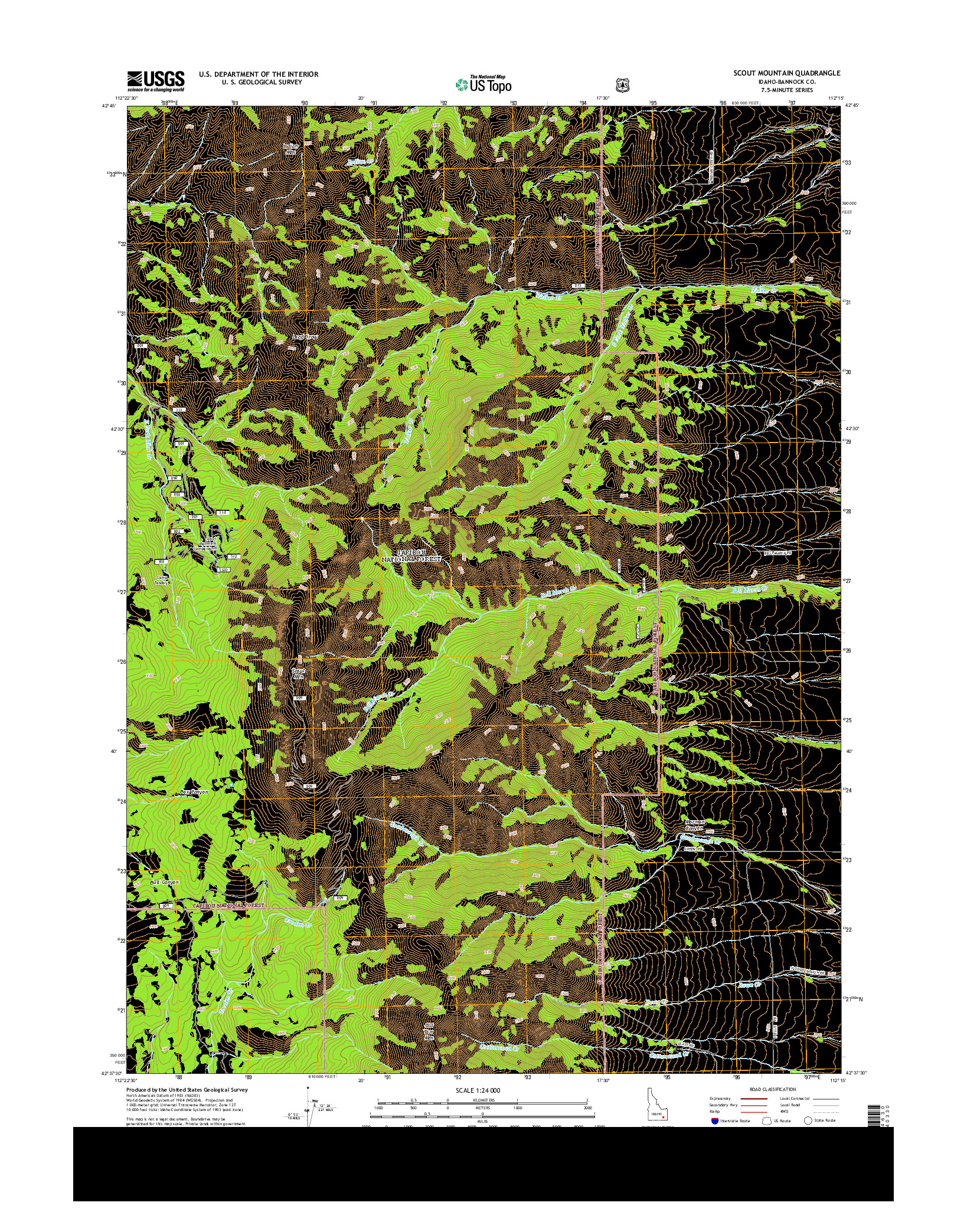 USGS US TOPO 7.5-MINUTE MAP FOR SCOUT MOUNTAIN, ID 2013