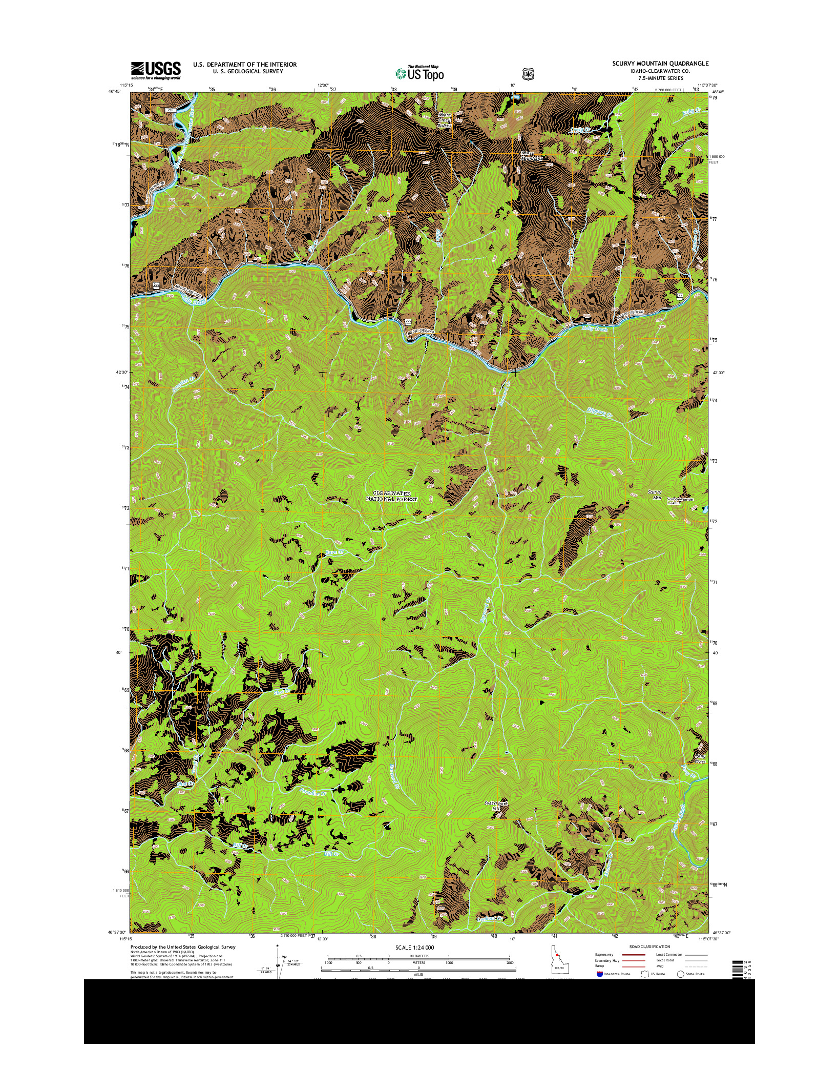 USGS US TOPO 7.5-MINUTE MAP FOR SCURVY MOUNTAIN, ID 2013