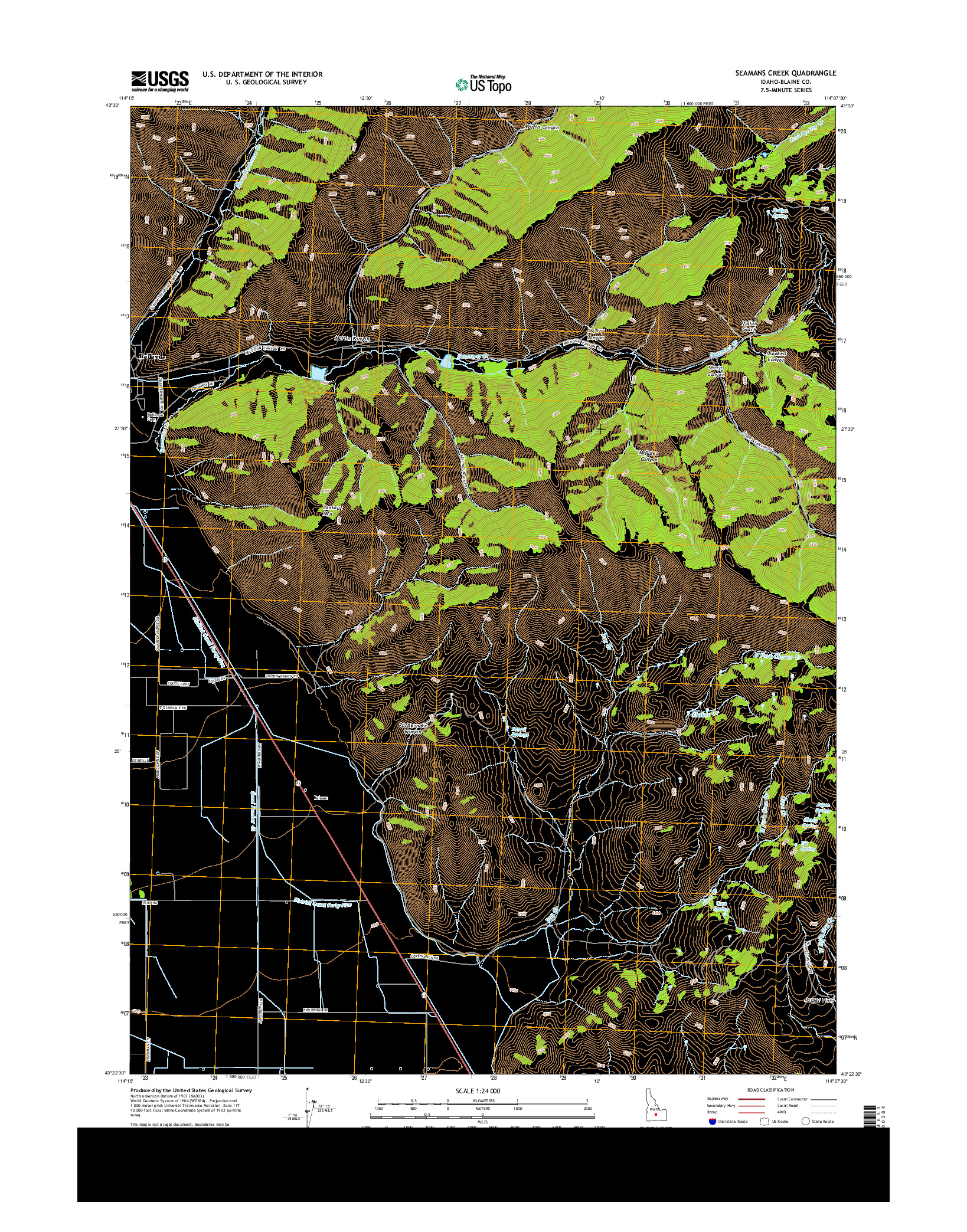 USGS US TOPO 7.5-MINUTE MAP FOR SEAMANS CREEK, ID 2013