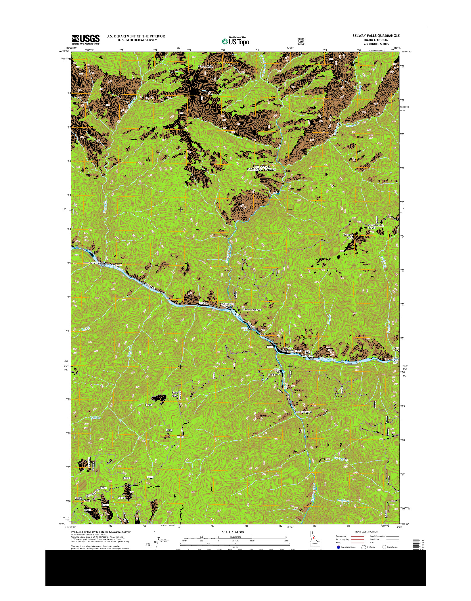 USGS US TOPO 7.5-MINUTE MAP FOR SELWAY FALLS, ID 2013