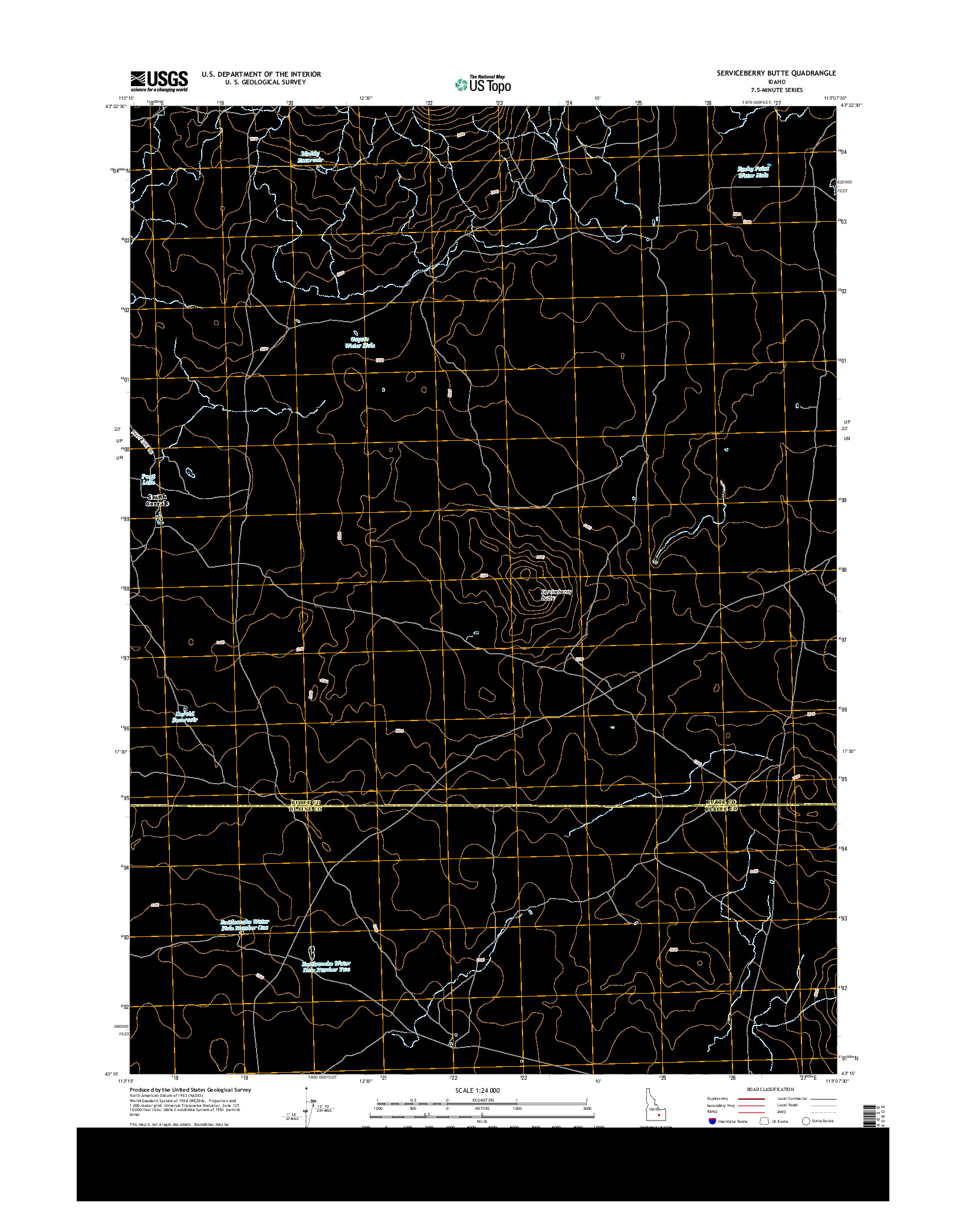 USGS US TOPO 7.5-MINUTE MAP FOR SERVICEBERRY BUTTE, ID 2013