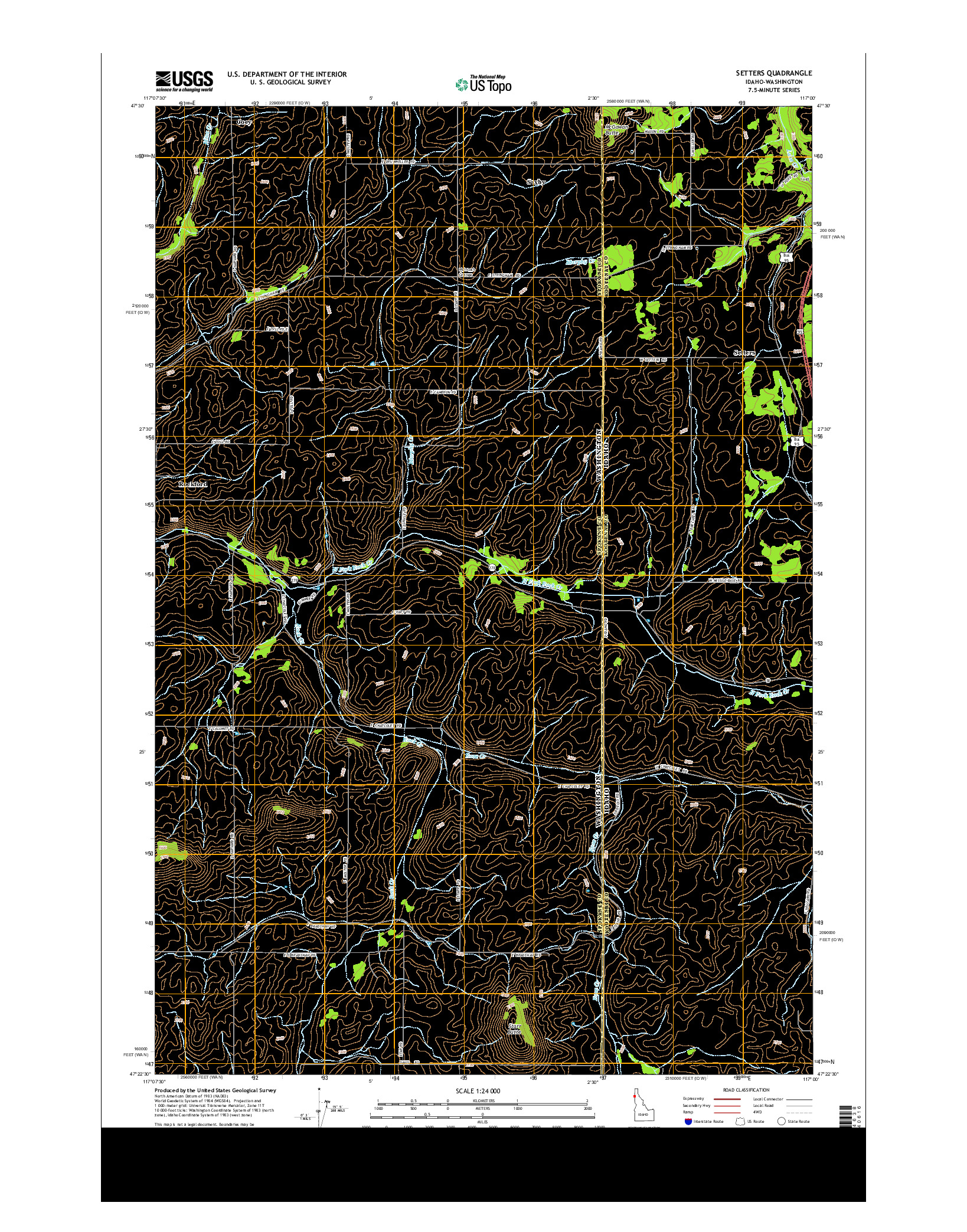 USGS US TOPO 7.5-MINUTE MAP FOR SETTERS, ID-WA 2013