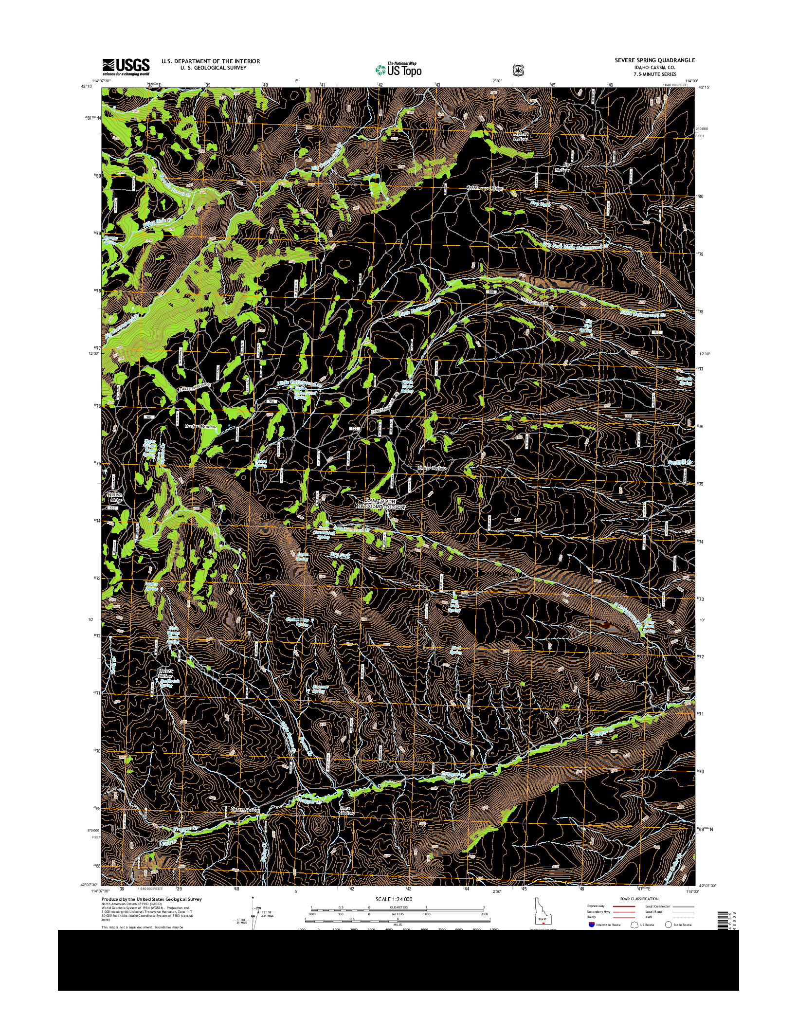 USGS US TOPO 7.5-MINUTE MAP FOR SEVERE SPRING, ID 2013