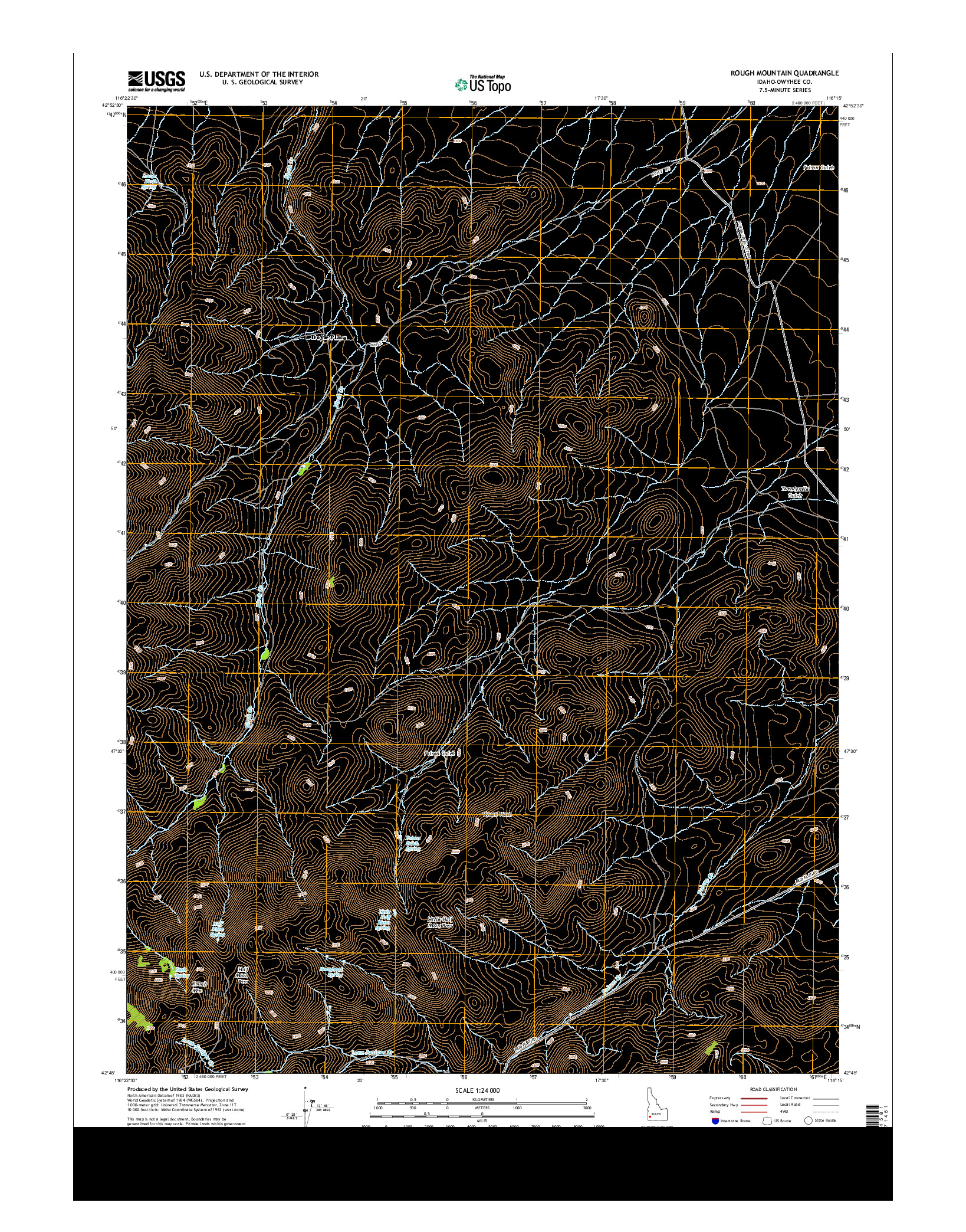 USGS US TOPO 7.5-MINUTE MAP FOR ROUGH MOUNTAIN, ID 2013