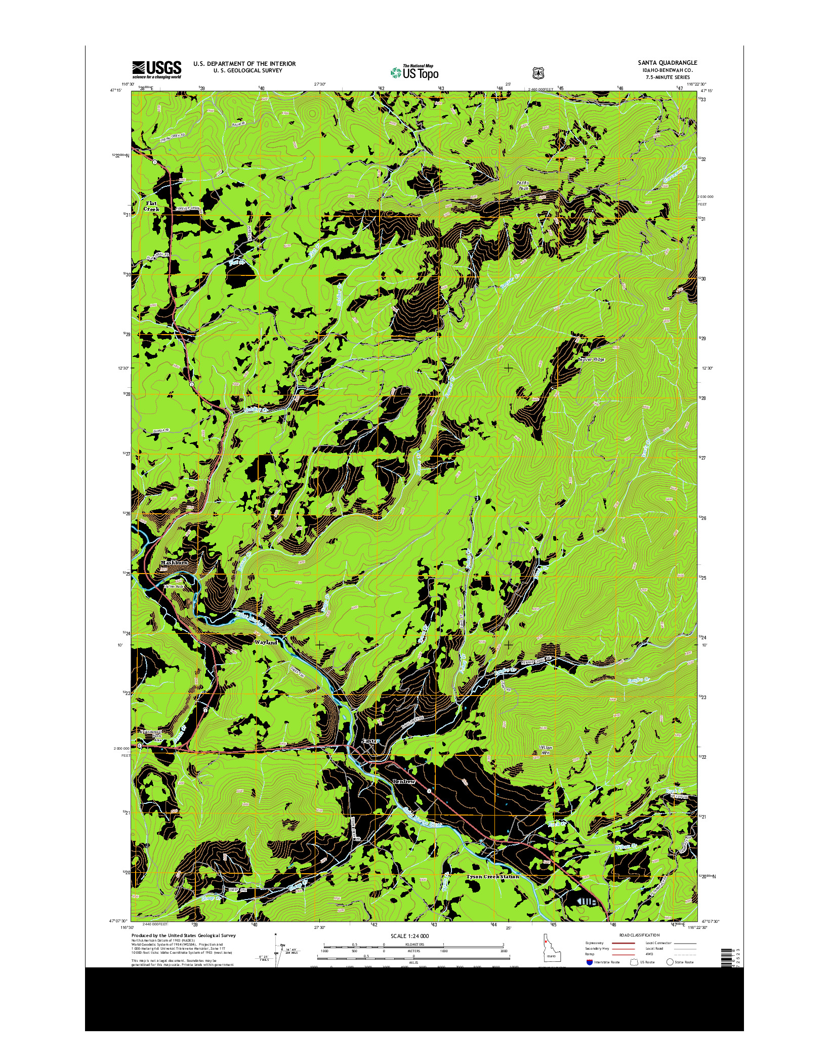 USGS US TOPO 7.5-MINUTE MAP FOR SANTA, ID 2013