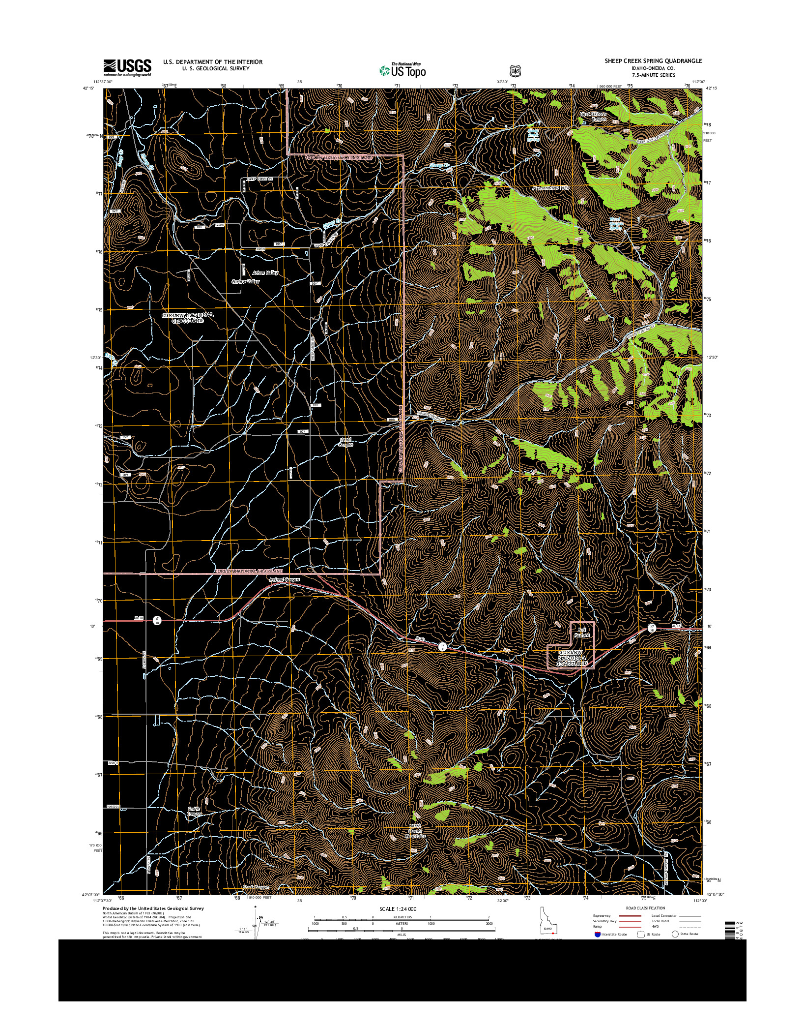 USGS US TOPO 7.5-MINUTE MAP FOR SHEEP CREEK SPRING, ID 2013