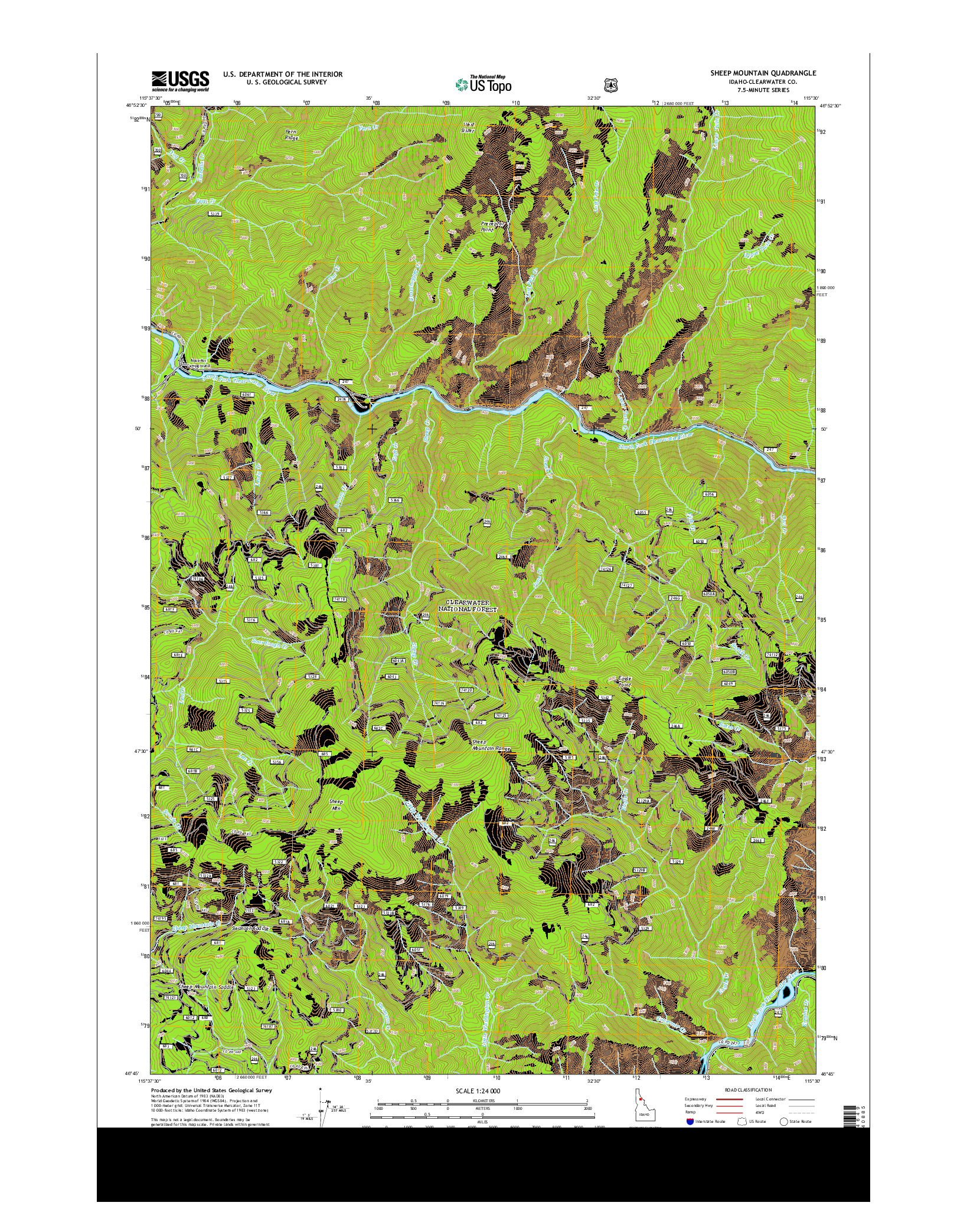 USGS US TOPO 7.5-MINUTE MAP FOR SHEEP MOUNTAIN, ID 2013