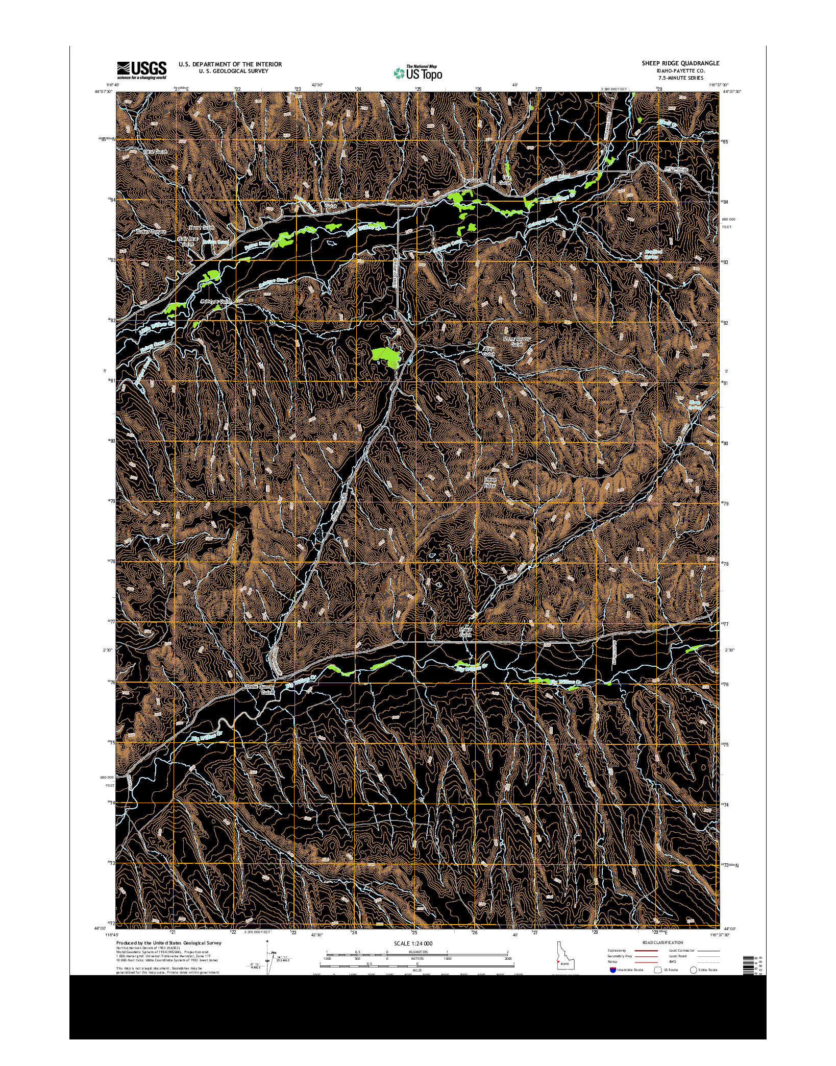 USGS US TOPO 7.5-MINUTE MAP FOR SHEEP RIDGE, ID 2013