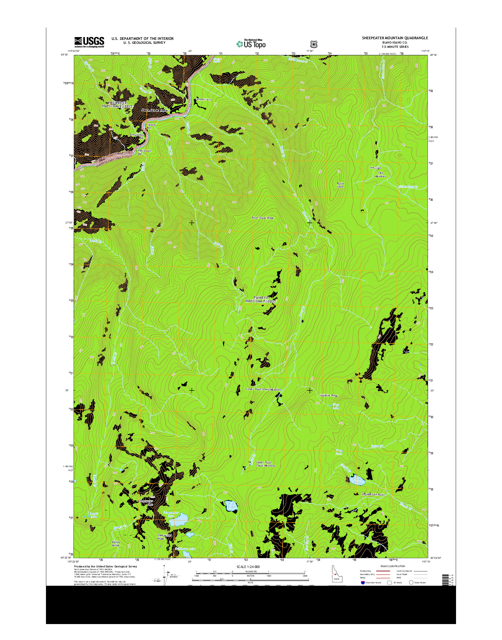 USGS US TOPO 7.5-MINUTE MAP FOR SHEEPEATER MOUNTAIN, ID 2013