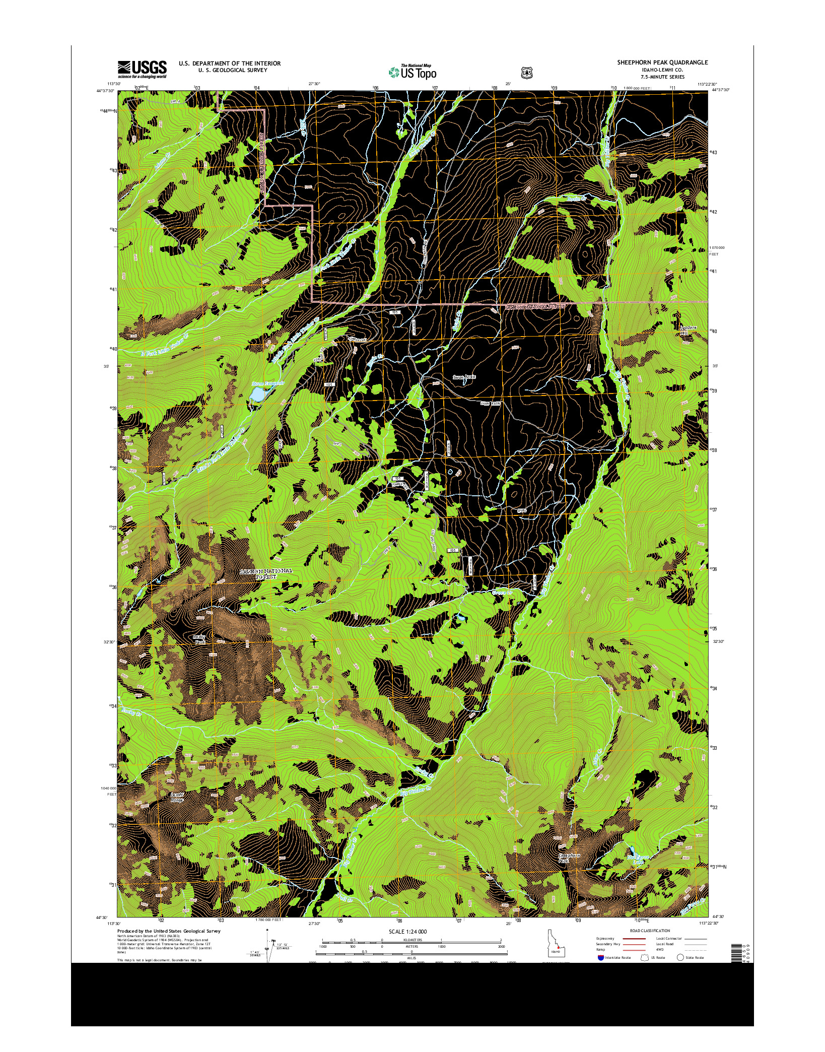 USGS US TOPO 7.5-MINUTE MAP FOR SHEEPHORN PEAK, ID 2013