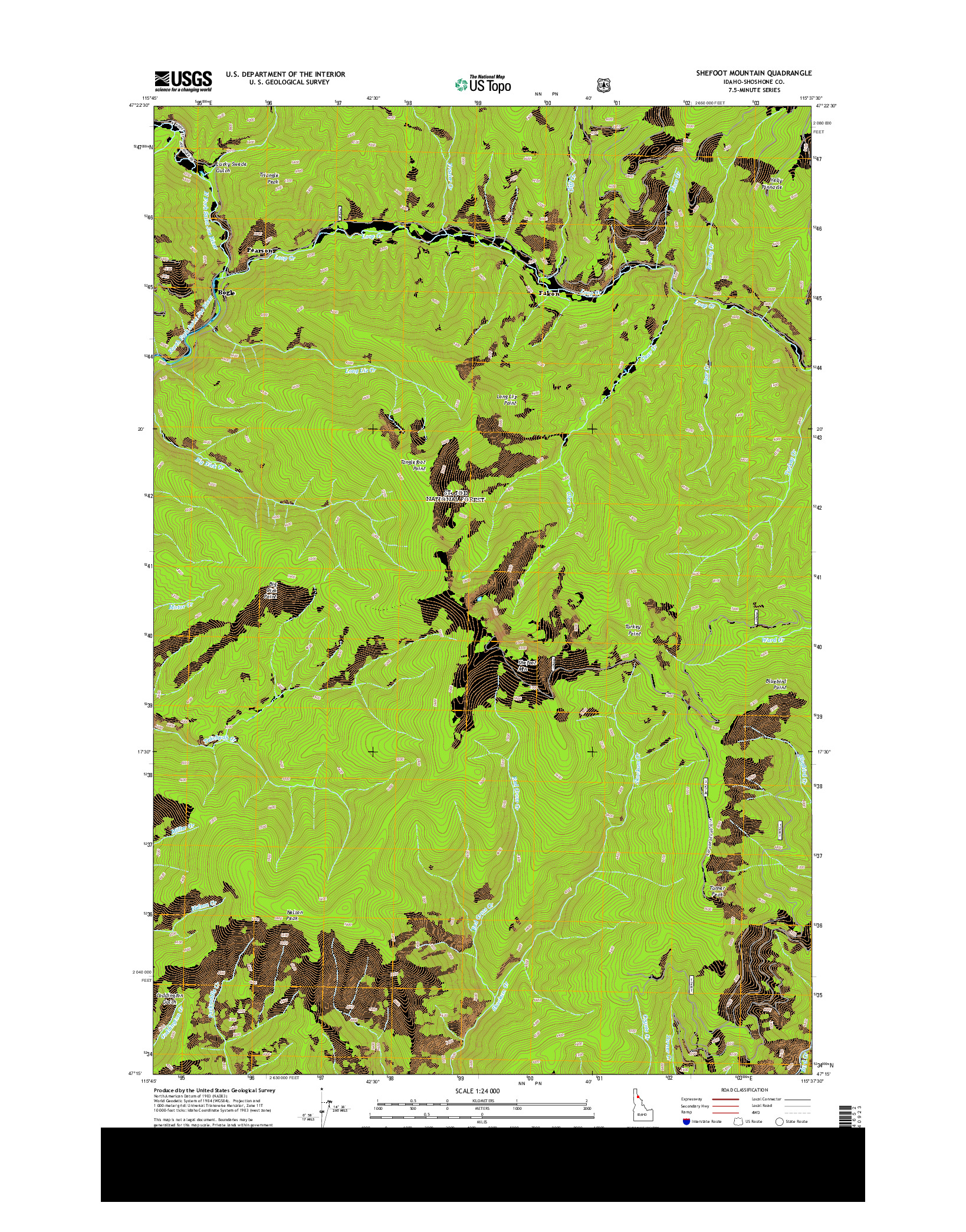 USGS US TOPO 7.5-MINUTE MAP FOR SHEFOOT MOUNTAIN, ID 2013