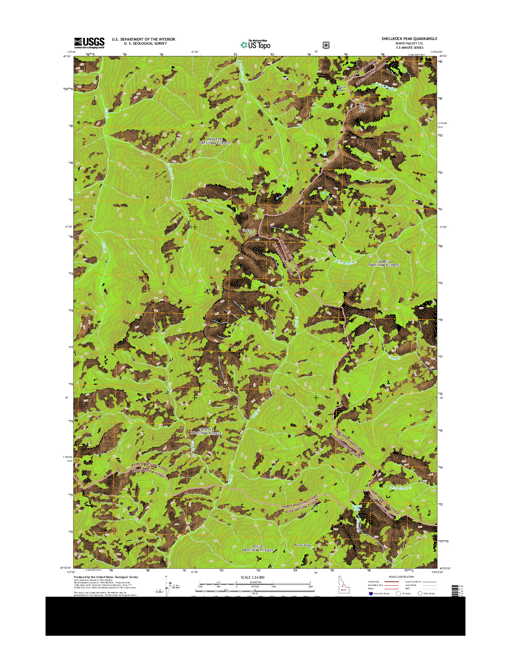 USGS US TOPO 7.5-MINUTE MAP FOR SHELLROCK PEAK, ID 2013