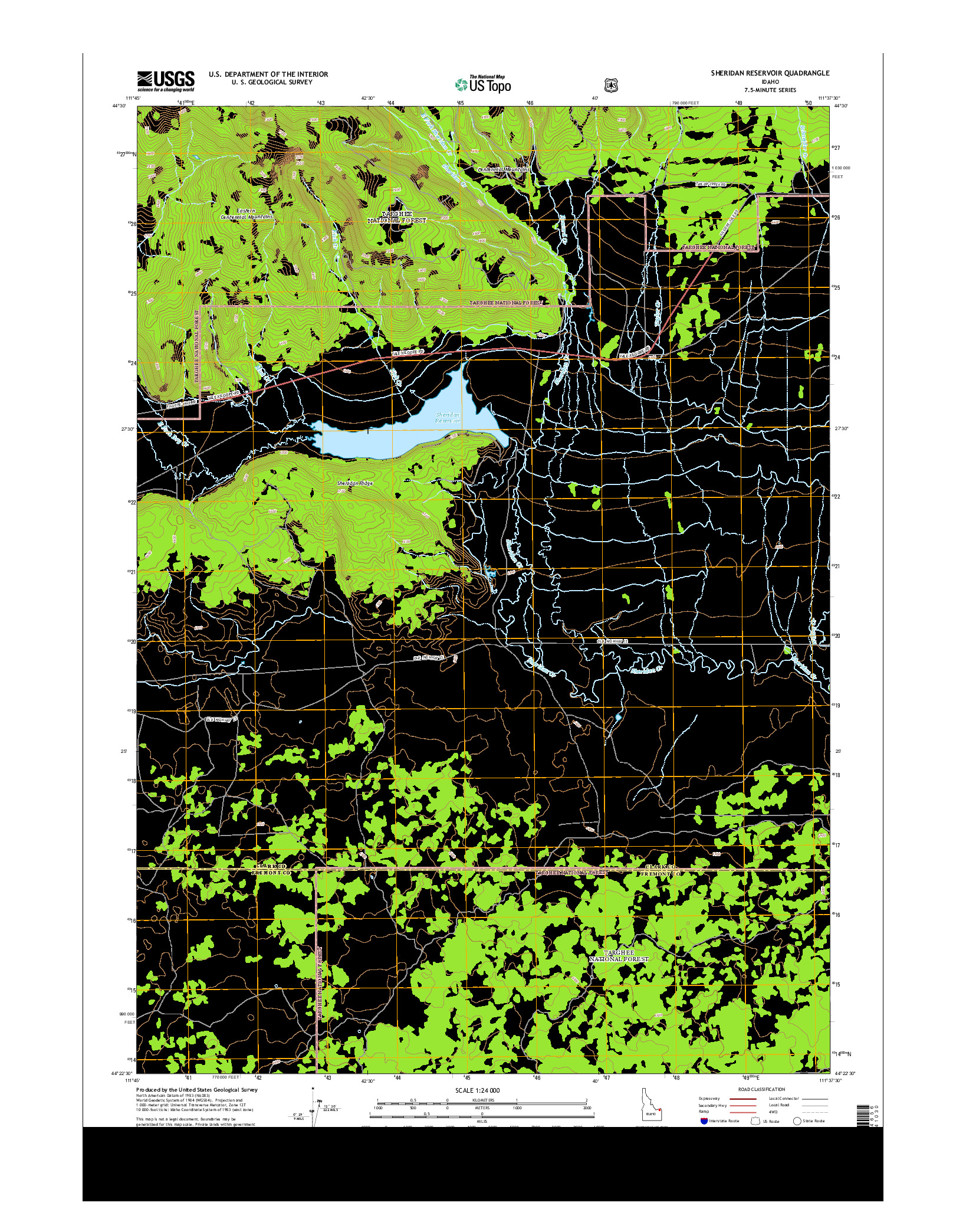 USGS US TOPO 7.5-MINUTE MAP FOR SHERIDAN RESERVOIR, ID 2013