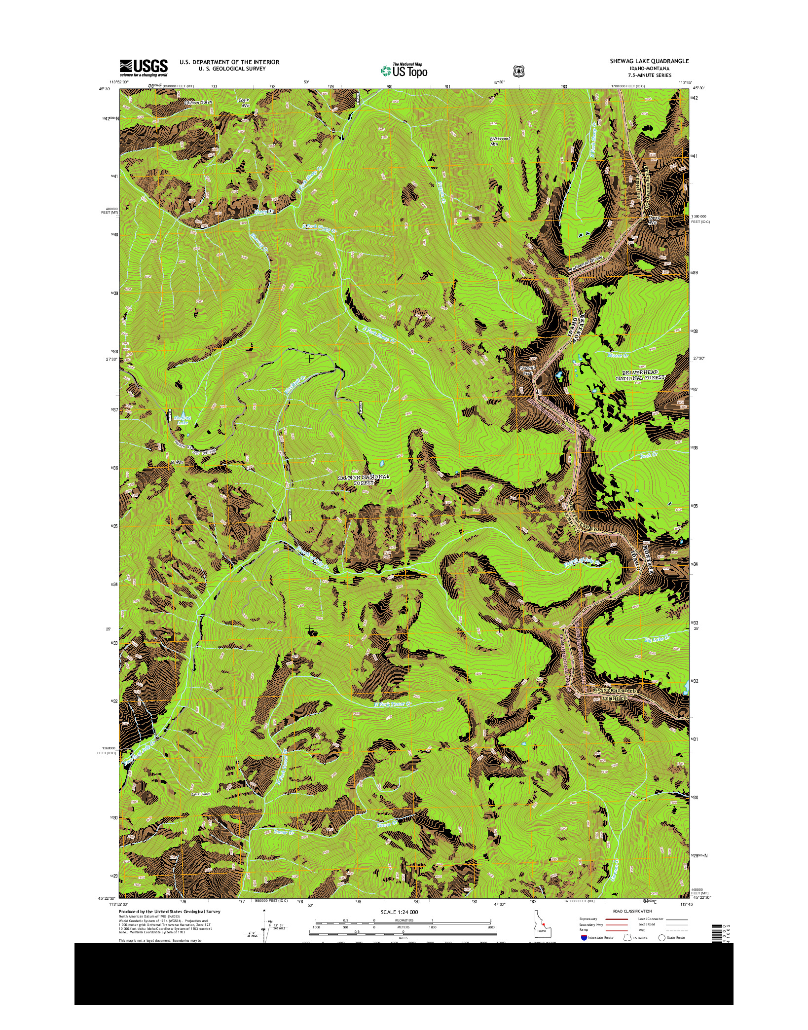 USGS US TOPO 7.5-MINUTE MAP FOR SHEWAG LAKE, ID-MT 2013