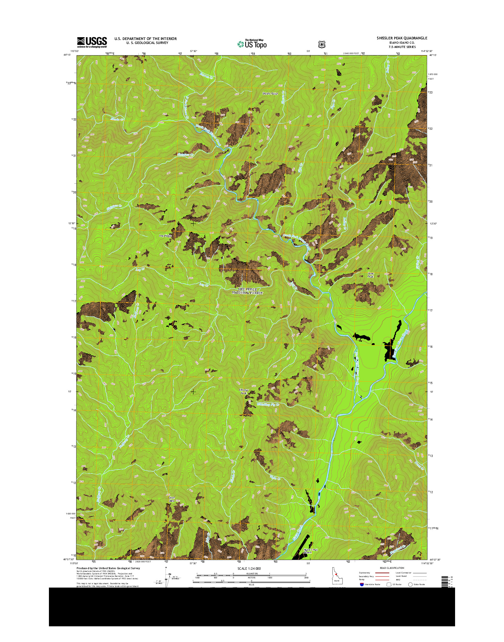 USGS US TOPO 7.5-MINUTE MAP FOR SHISSLER PEAK, ID 2013