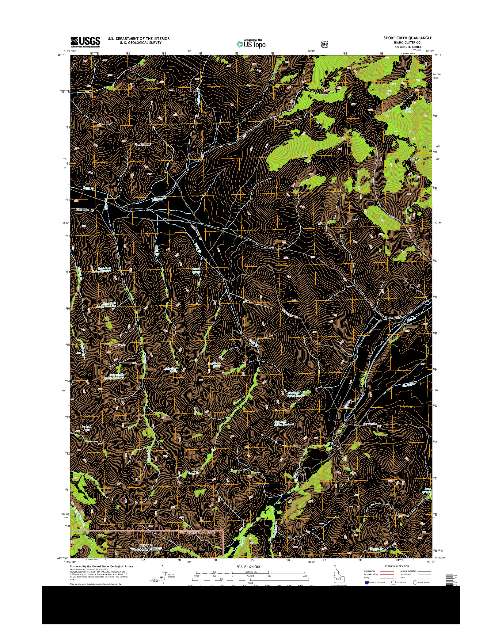 USGS US TOPO 7.5-MINUTE MAP FOR SHORT CREEK, ID 2013