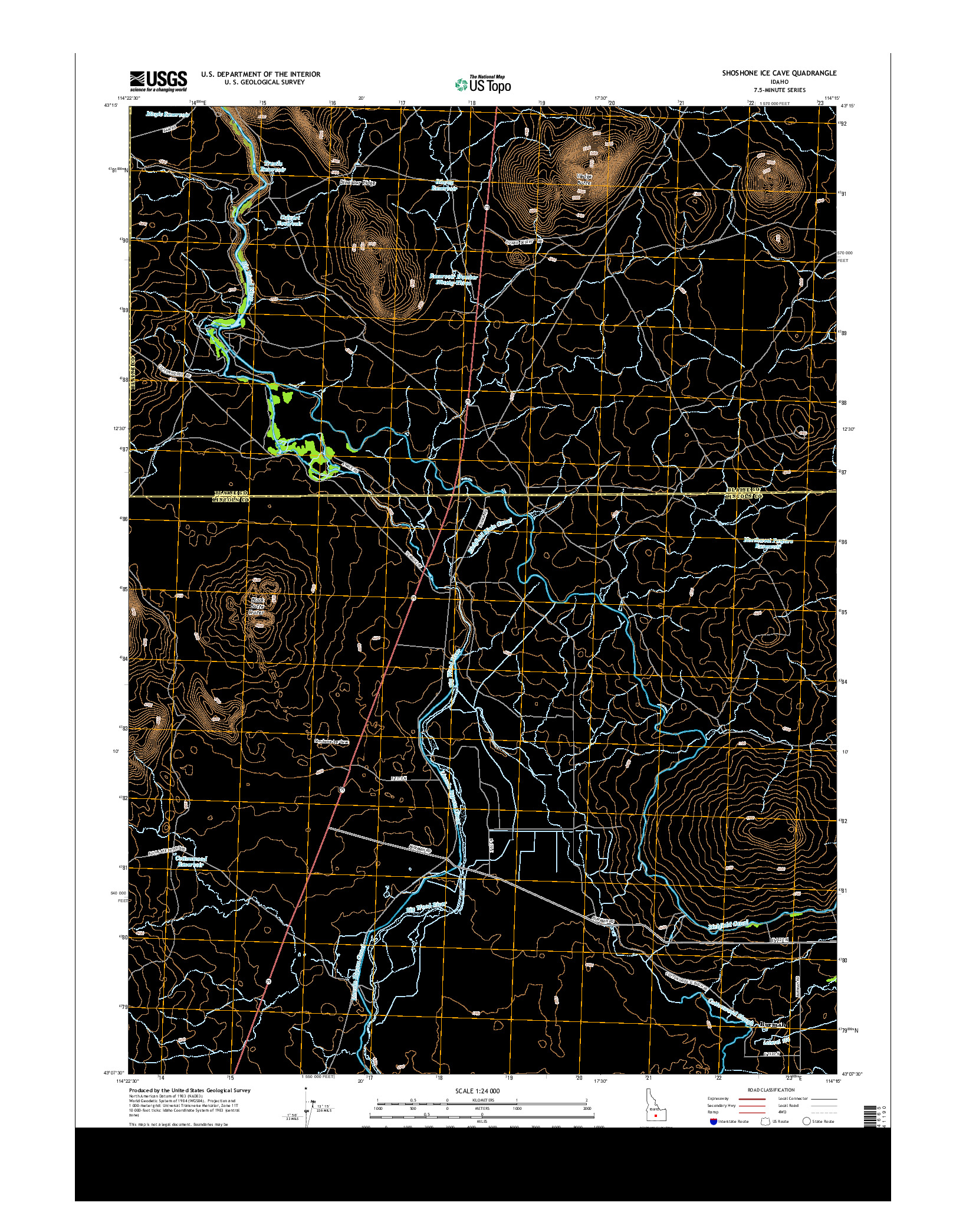 USGS US TOPO 7.5-MINUTE MAP FOR SHOSHONE ICE CAVE, ID 2013