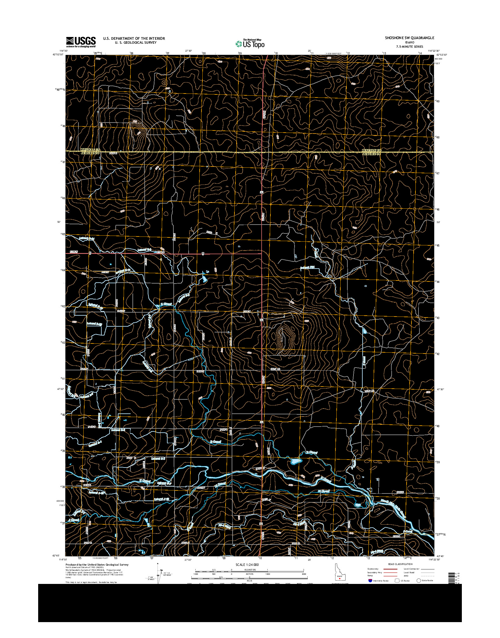 USGS US TOPO 7.5-MINUTE MAP FOR SHOSHONE SW, ID 2013