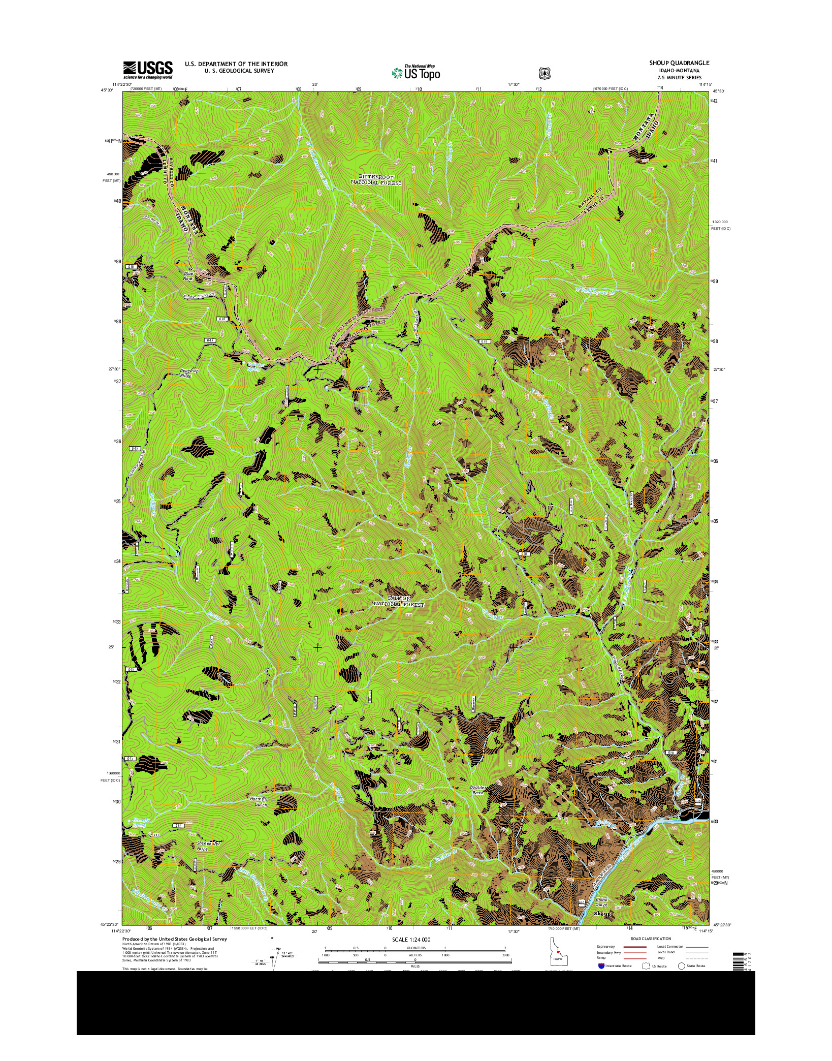 USGS US TOPO 7.5-MINUTE MAP FOR SHOUP, ID-MT 2013