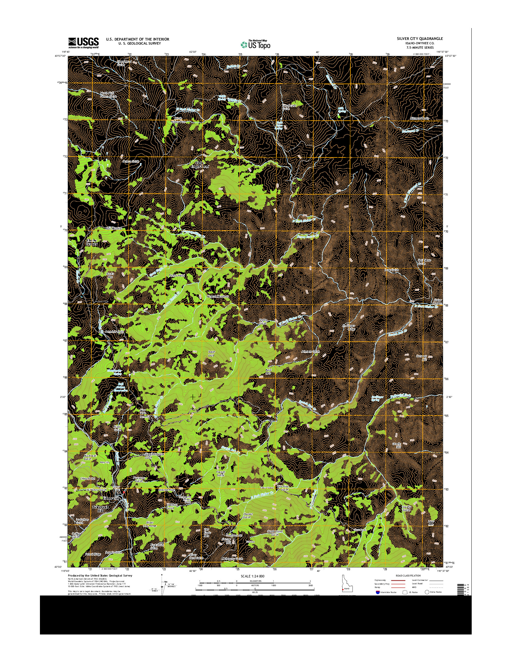 USGS US TOPO 7.5-MINUTE MAP FOR SILVER CITY, ID 2013