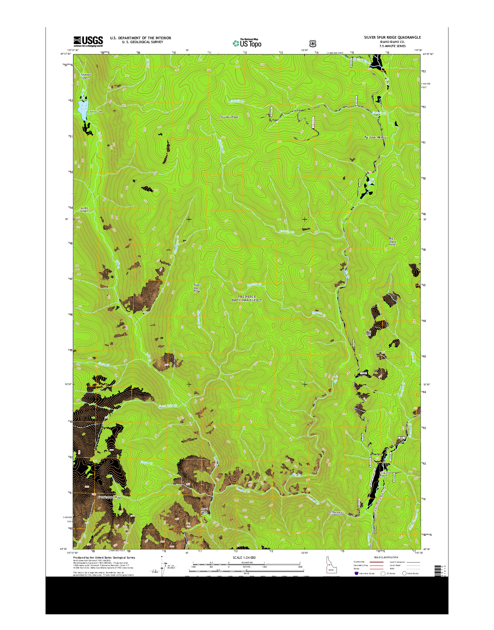 USGS US TOPO 7.5-MINUTE MAP FOR SILVER SPUR RIDGE, ID 2013