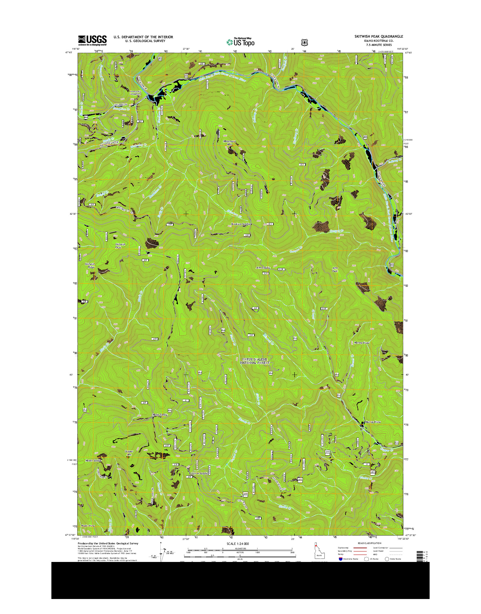 USGS US TOPO 7.5-MINUTE MAP FOR SKITWISH PEAK, ID 2013