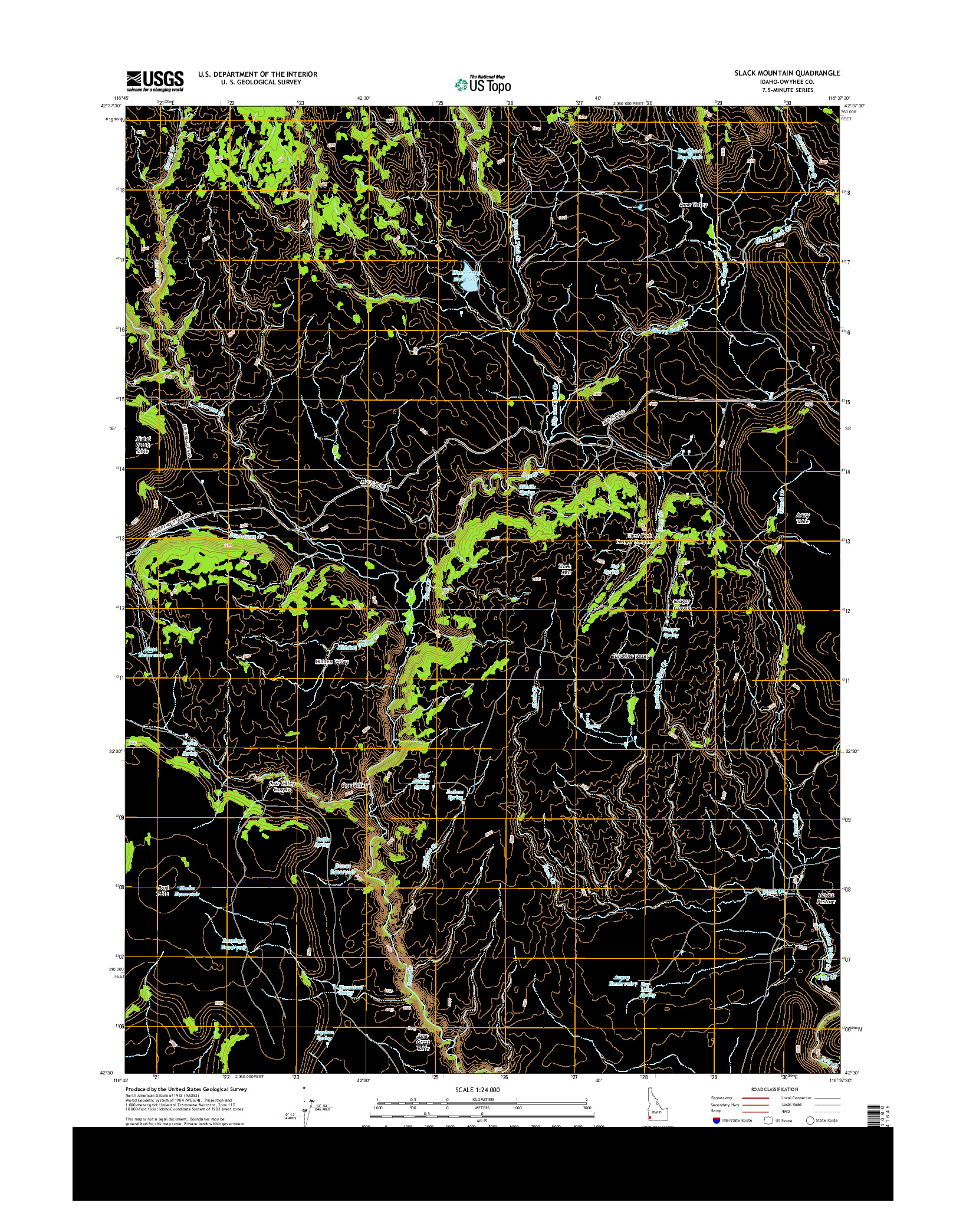 USGS US TOPO 7.5-MINUTE MAP FOR SLACK MOUNTAIN, ID 2013