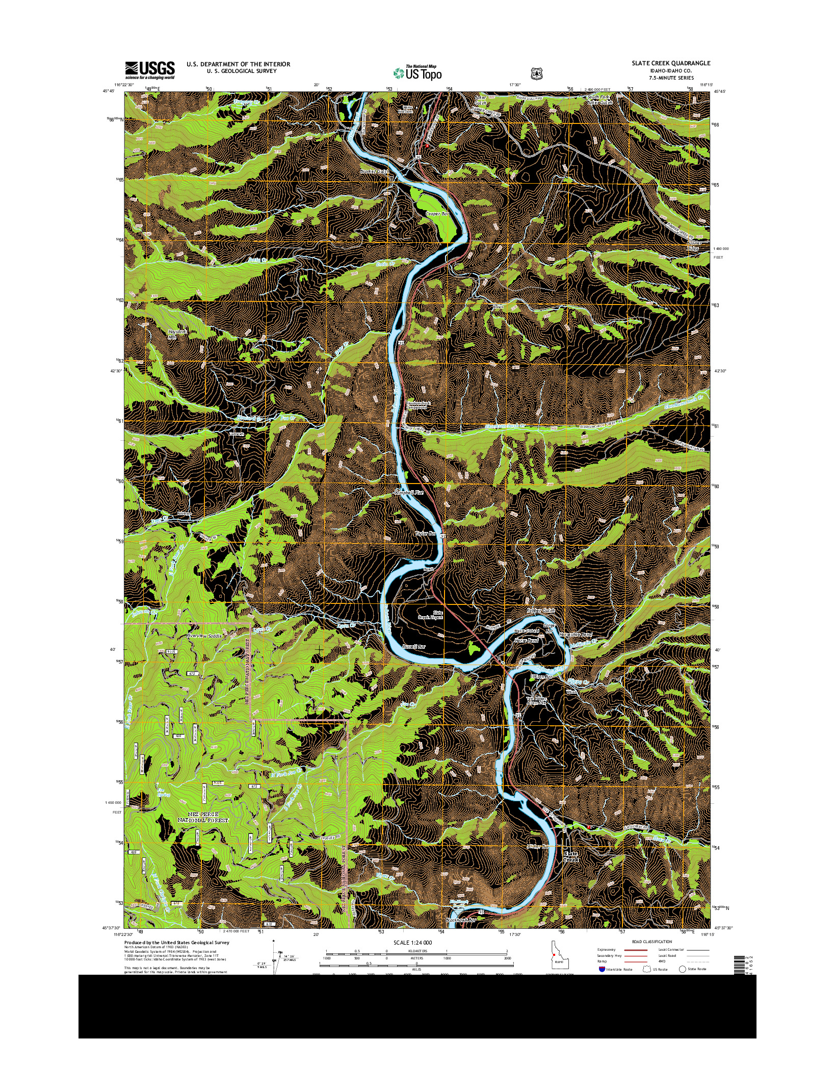 USGS US TOPO 7.5-MINUTE MAP FOR SLATE CREEK, ID 2013