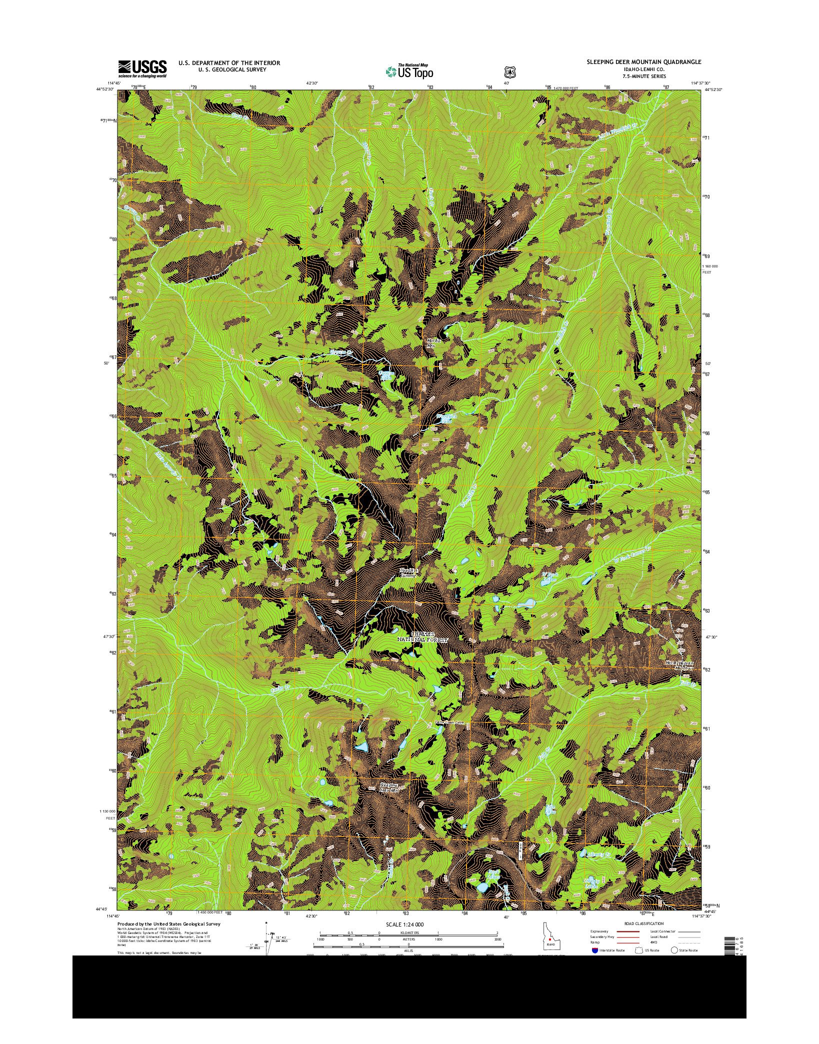 USGS US TOPO 7.5-MINUTE MAP FOR SLEEPING DEER MOUNTAIN, ID 2013