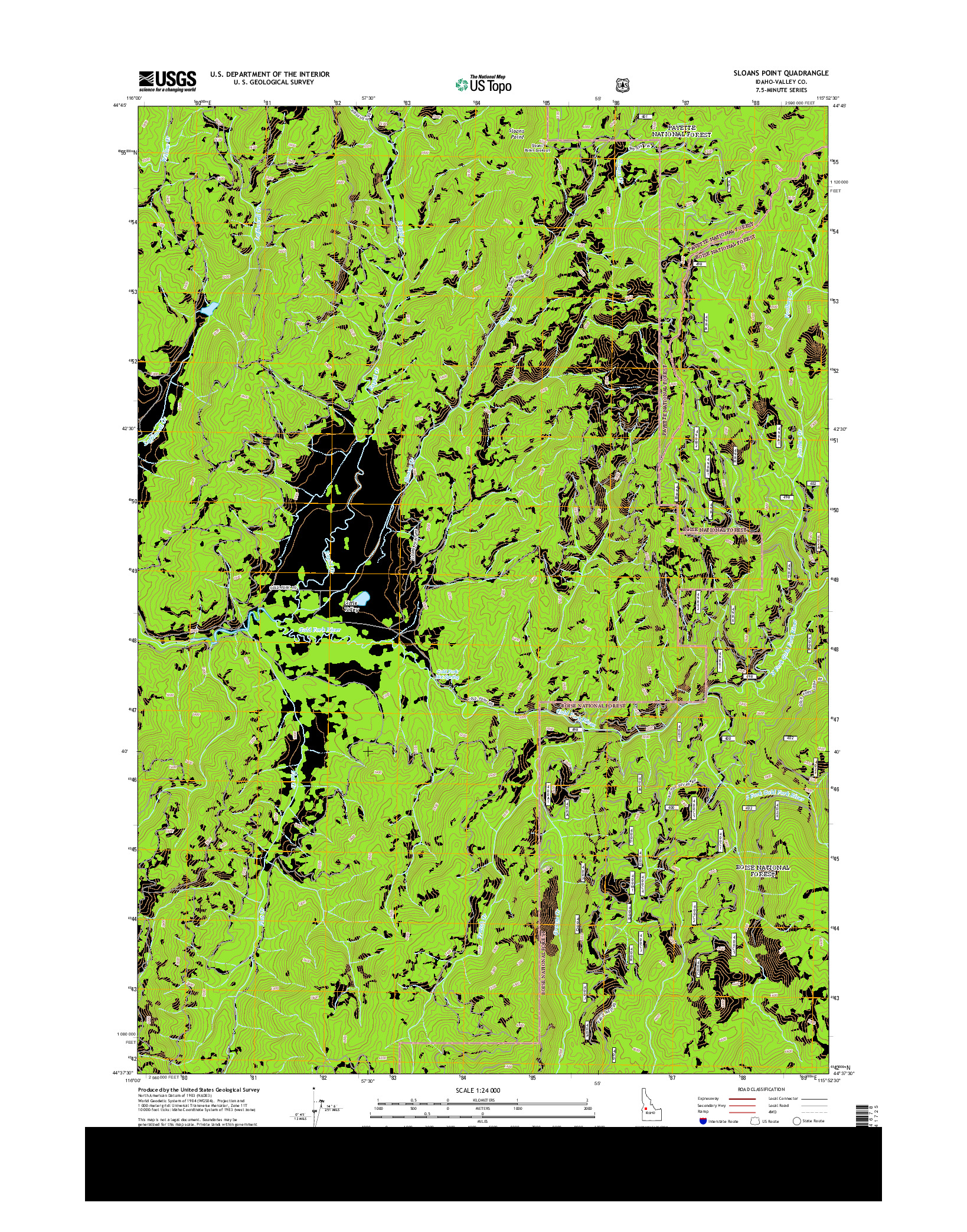 USGS US TOPO 7.5-MINUTE MAP FOR SLOANS POINT, ID 2013