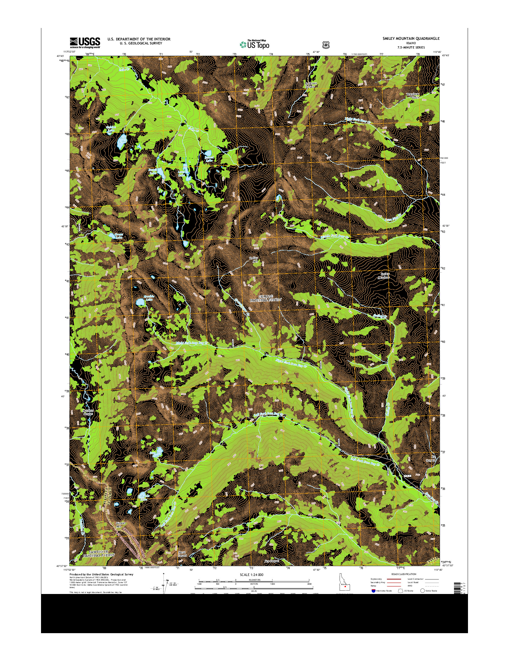 USGS US TOPO 7.5-MINUTE MAP FOR SMILEY MOUNTAIN, ID 2013