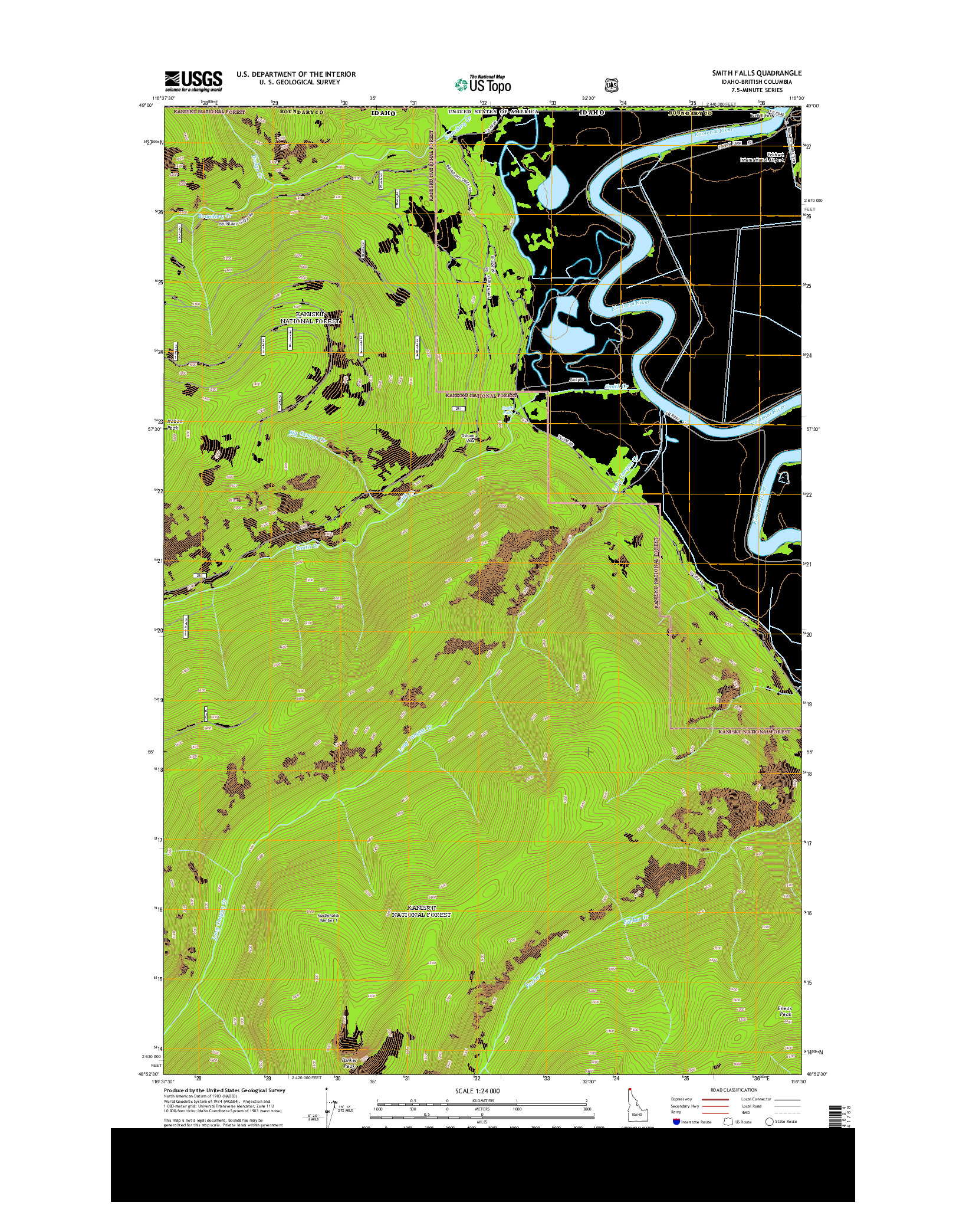 USGS US TOPO 7.5-MINUTE MAP FOR SMITH FALLS, ID-BC 2013