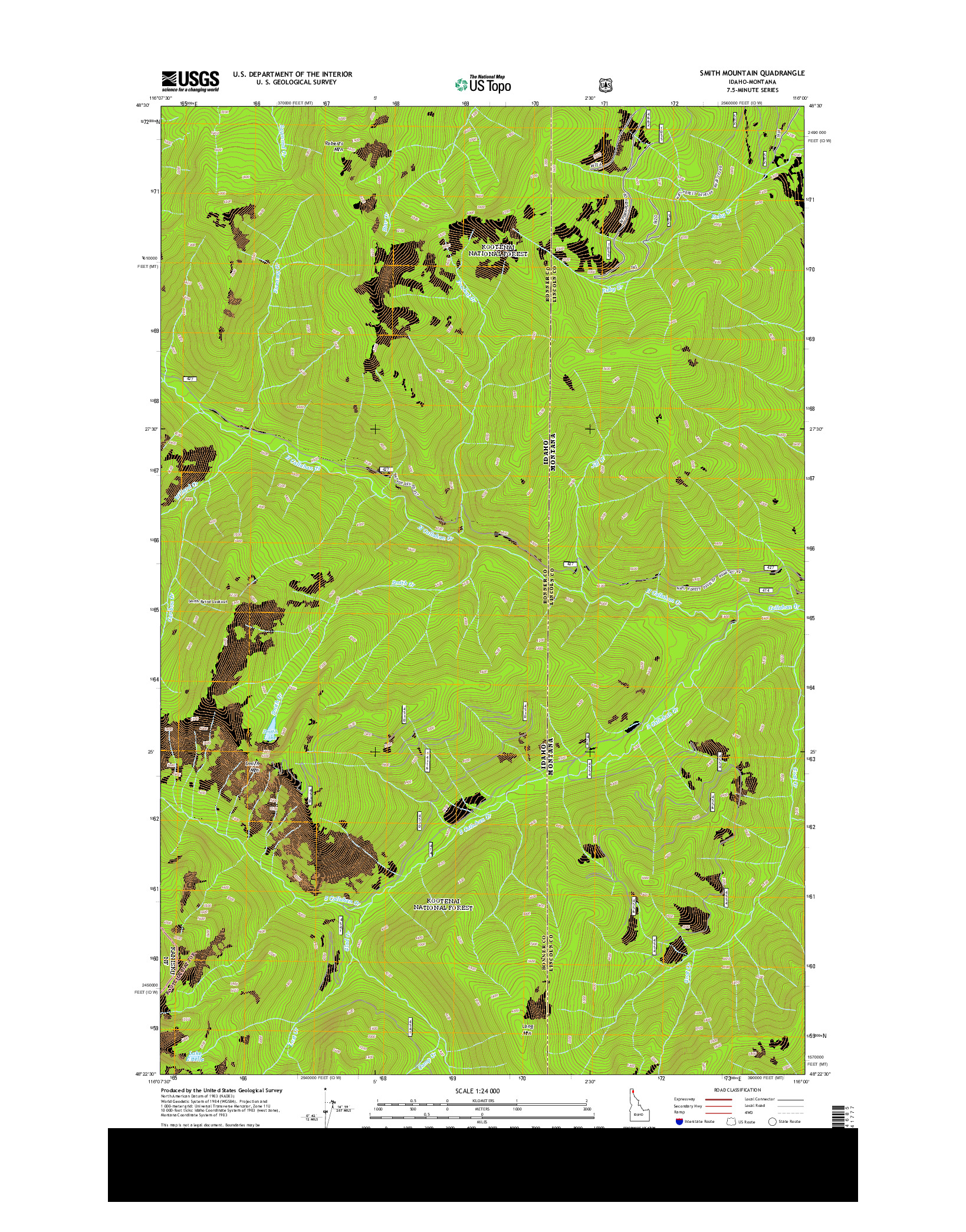 USGS US TOPO 7.5-MINUTE MAP FOR SMITH MOUNTAIN, ID-MT 2013