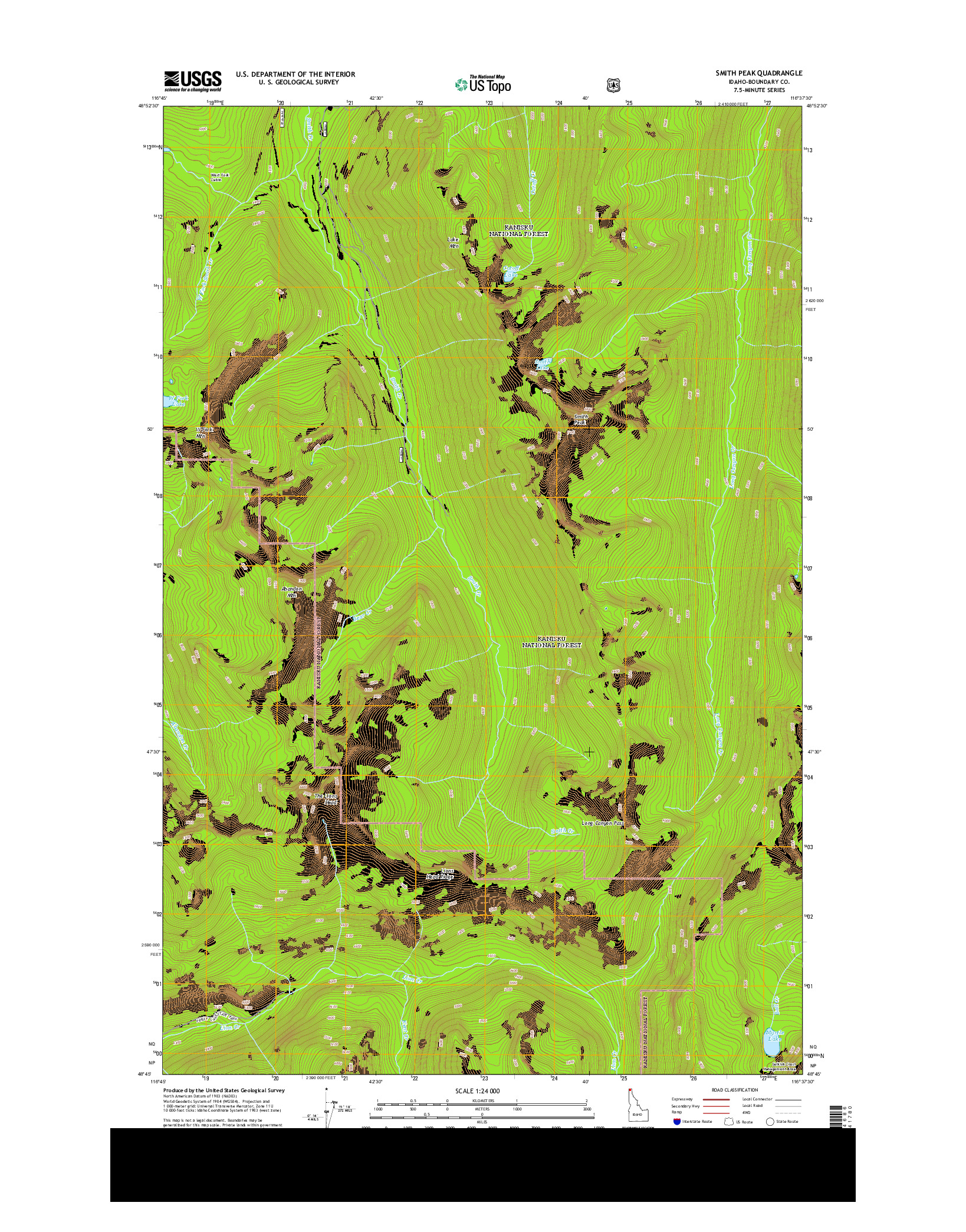 USGS US TOPO 7.5-MINUTE MAP FOR SMITH PEAK, ID 2013