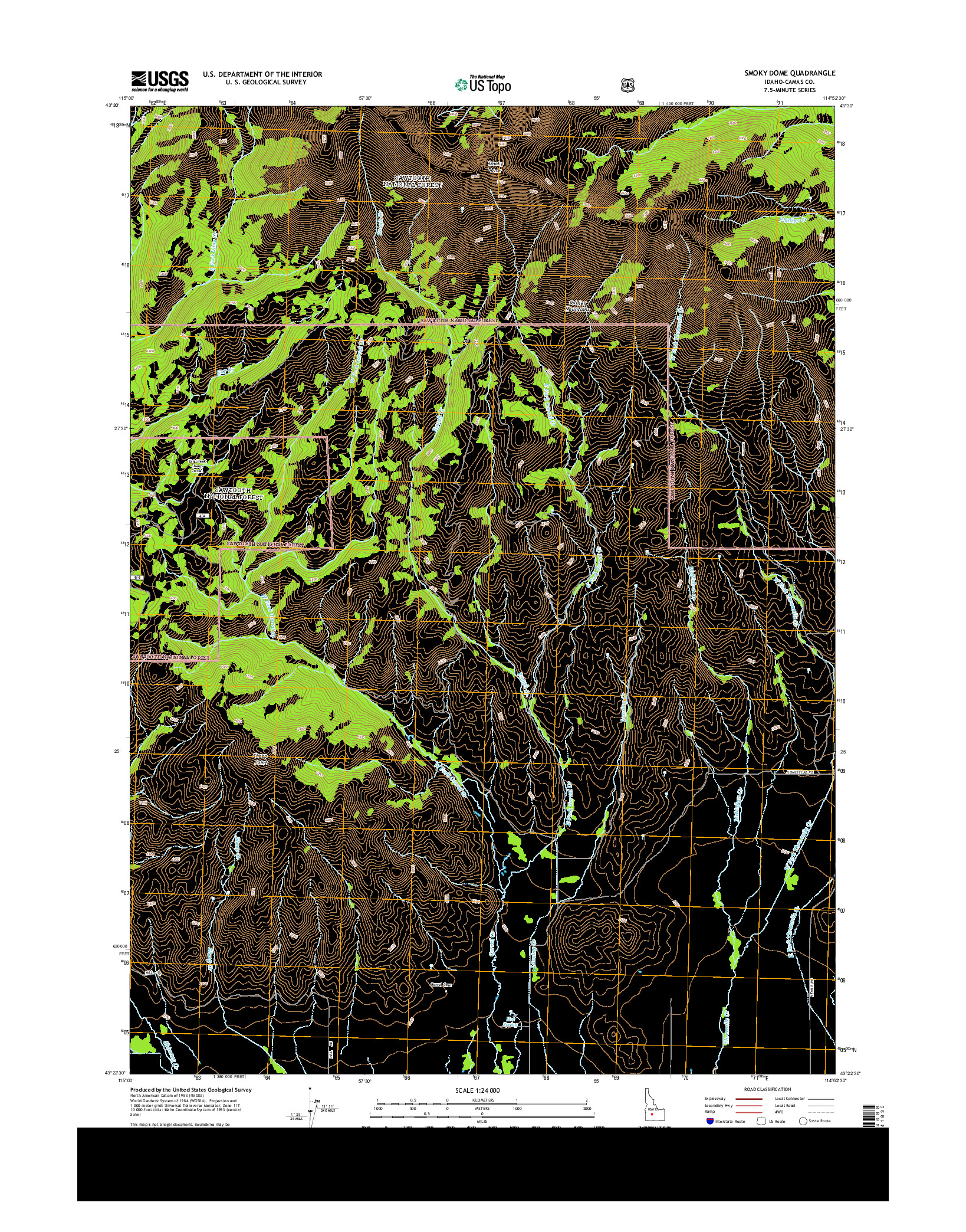 USGS US TOPO 7.5-MINUTE MAP FOR SMOKY DOME, ID 2013