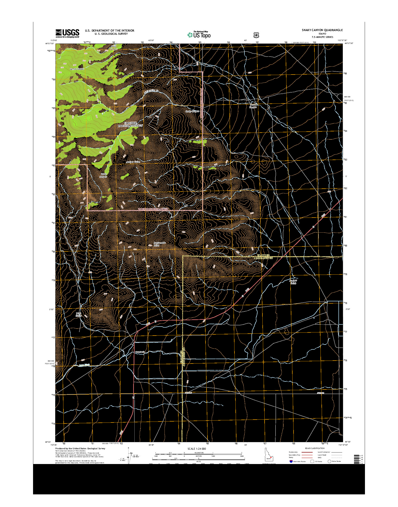 USGS US TOPO 7.5-MINUTE MAP FOR SNAKY CANYON, ID 2013