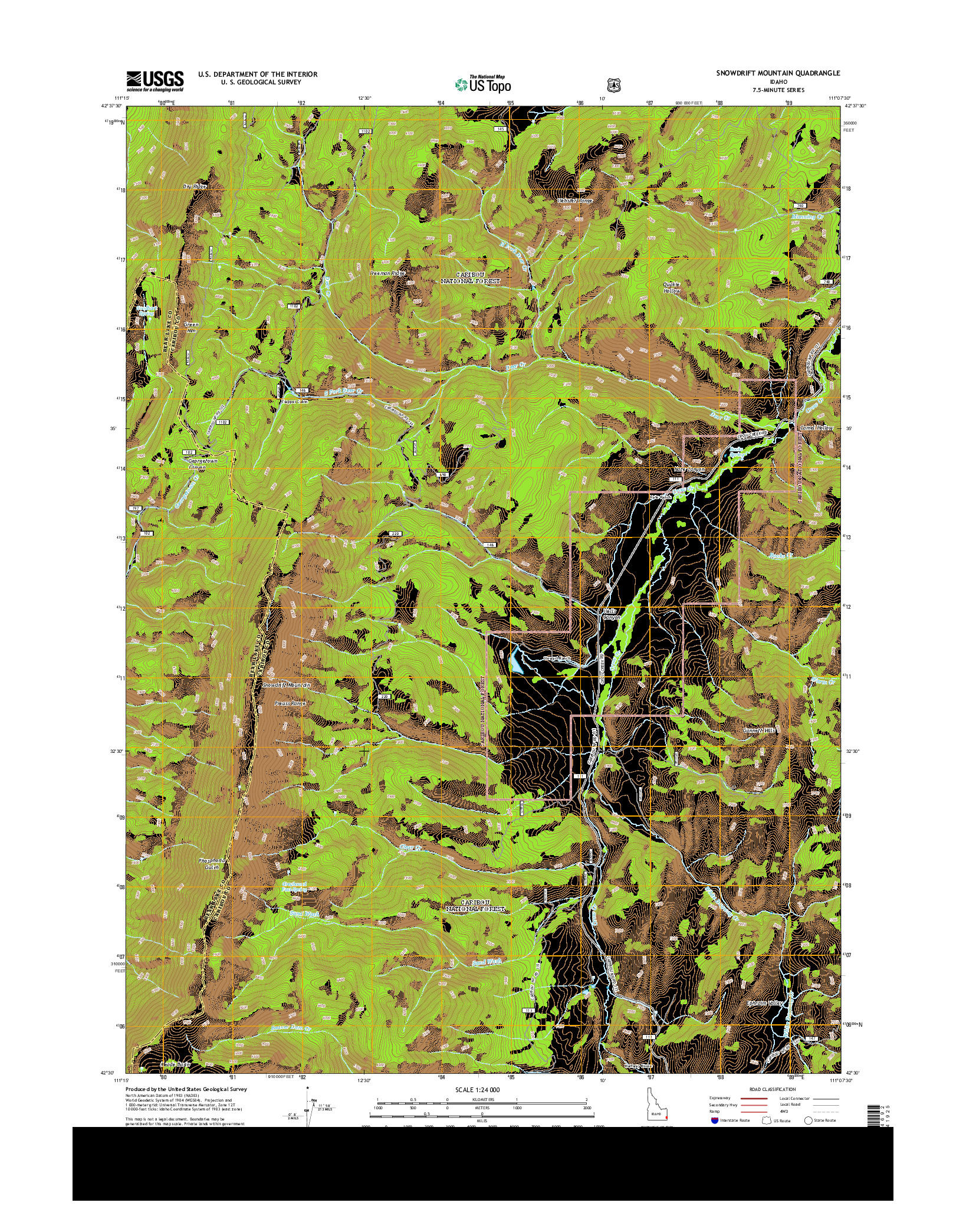 USGS US TOPO 7.5-MINUTE MAP FOR SNOWDRIFT MOUNTAIN, ID 2013