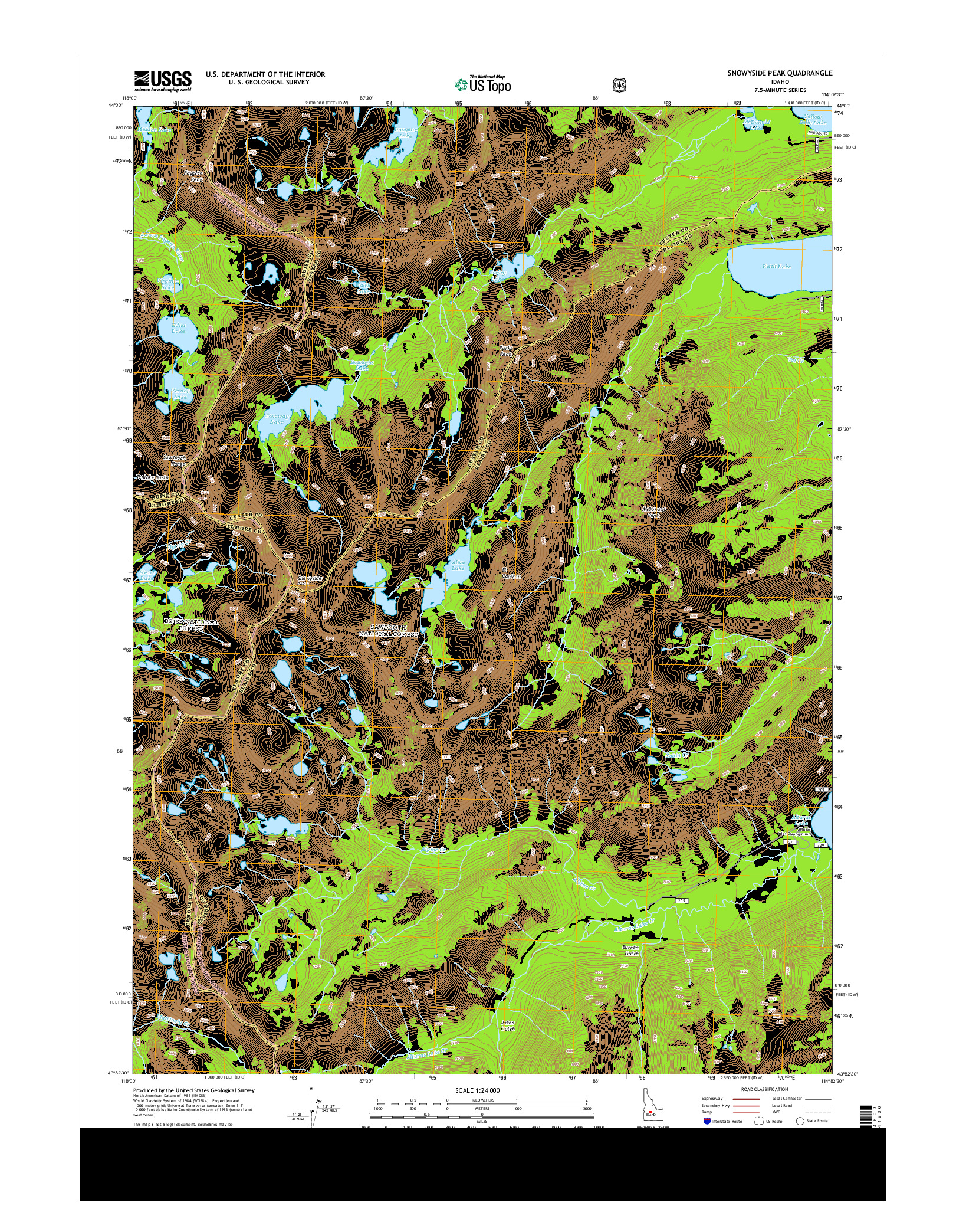 USGS US TOPO 7.5-MINUTE MAP FOR SNOWYSIDE PEAK, ID 2013