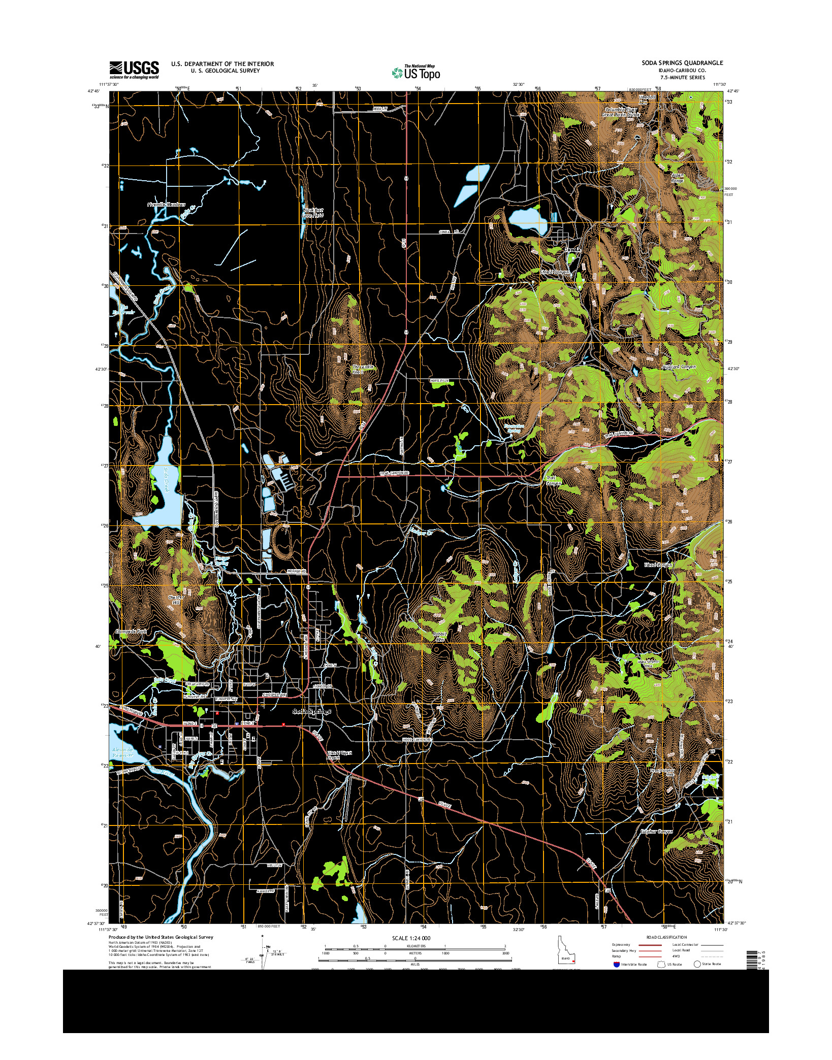 USGS US TOPO 7.5-MINUTE MAP FOR SODA SPRINGS, ID 2013