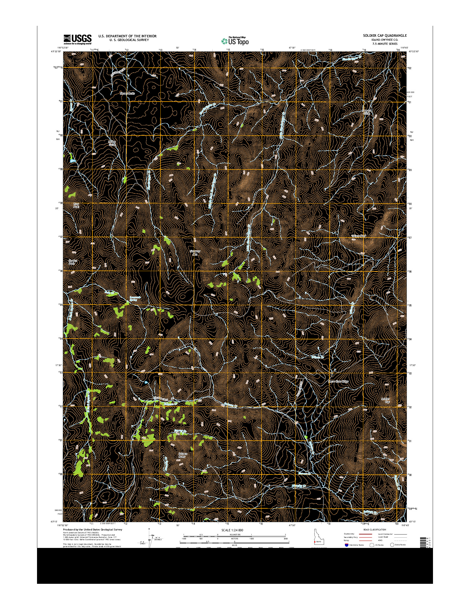 USGS US TOPO 7.5-MINUTE MAP FOR SOLDIER CAP, ID 2013