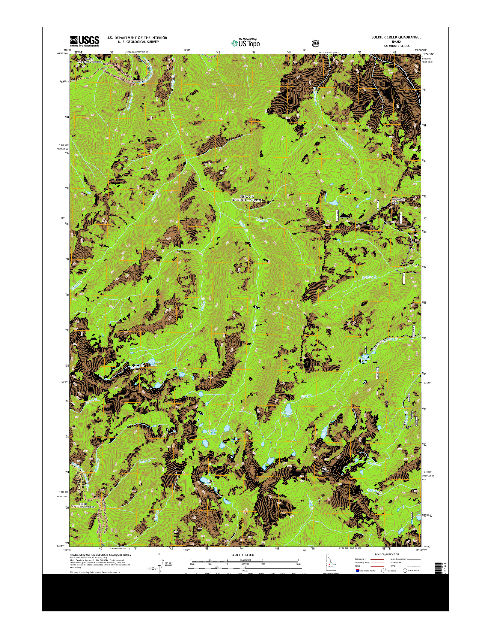 USGS US TOPO 7.5-MINUTE MAP FOR SOLDIER CREEK, ID 2013