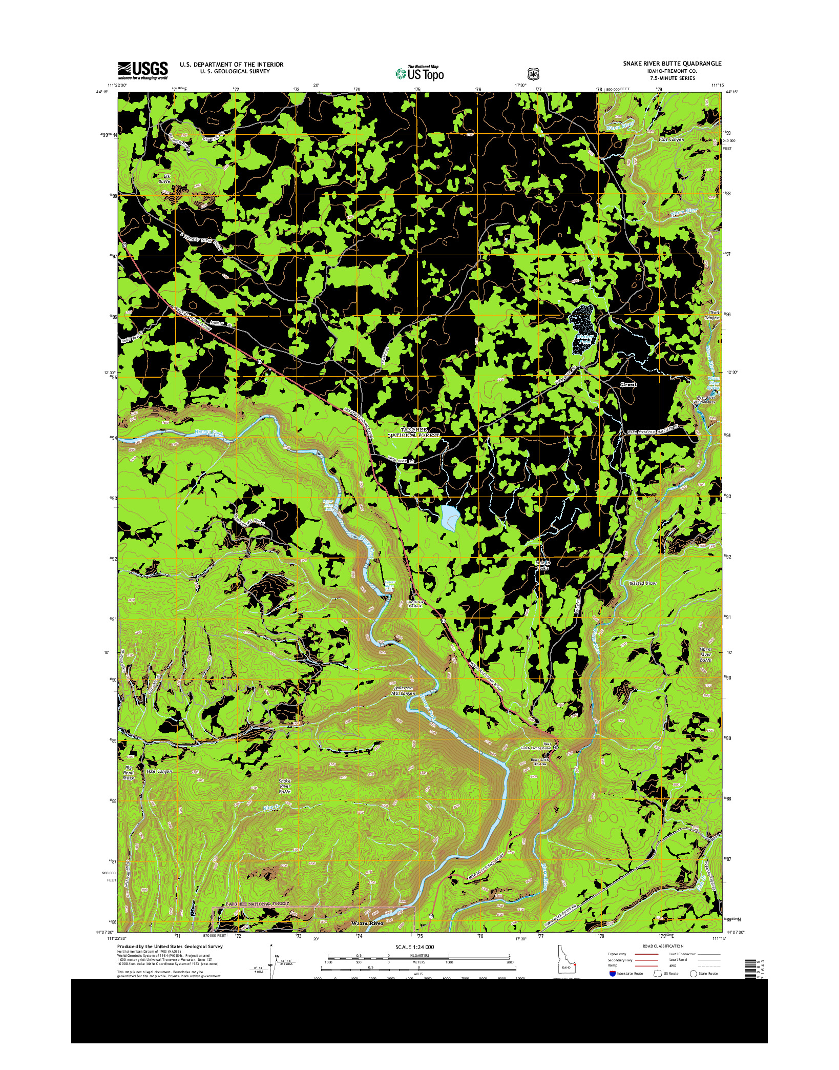 USGS US TOPO 7.5-MINUTE MAP FOR SNAKE RIVER BUTTE, ID 2013