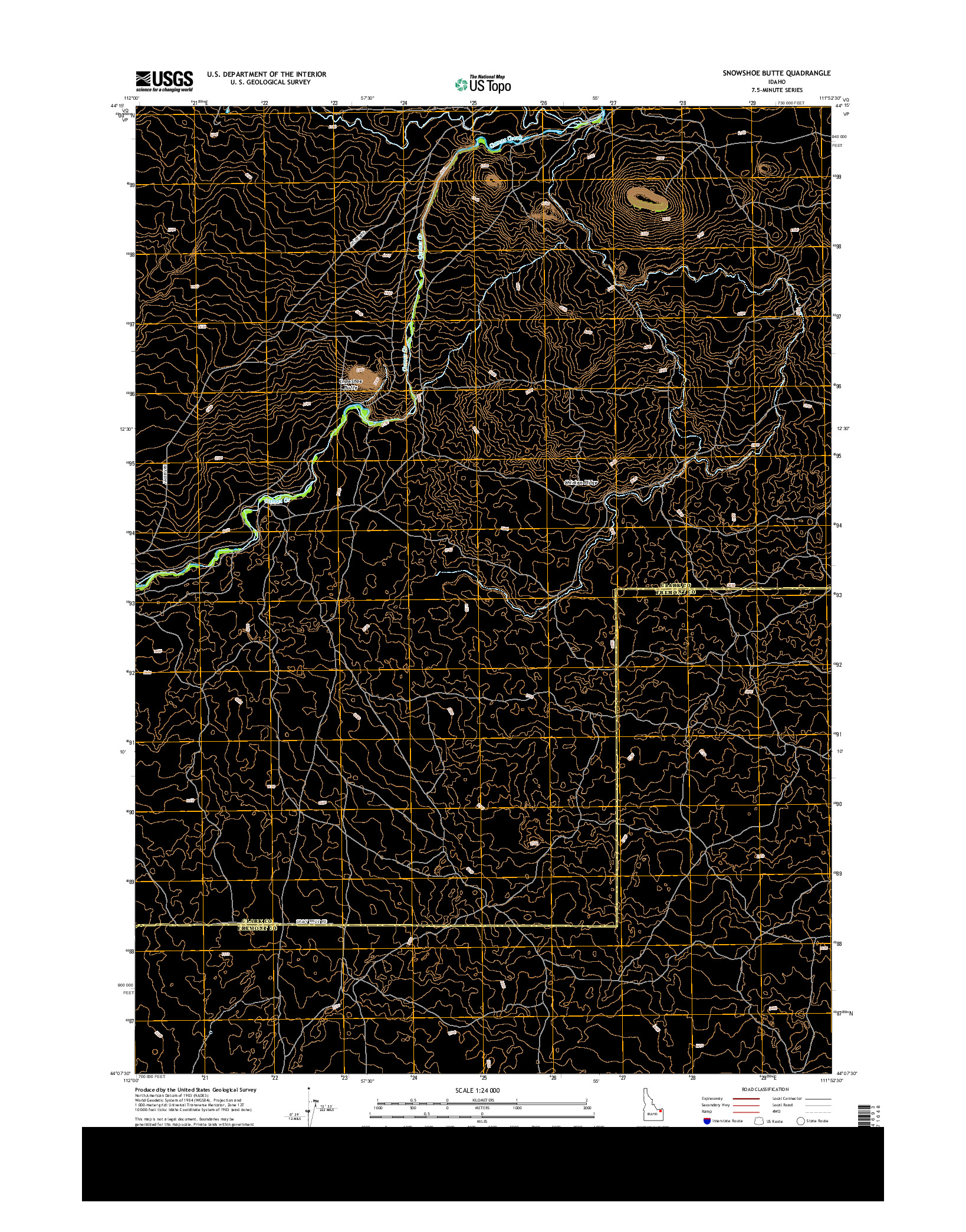 USGS US TOPO 7.5-MINUTE MAP FOR SNOWSHOE BUTTE, ID 2013