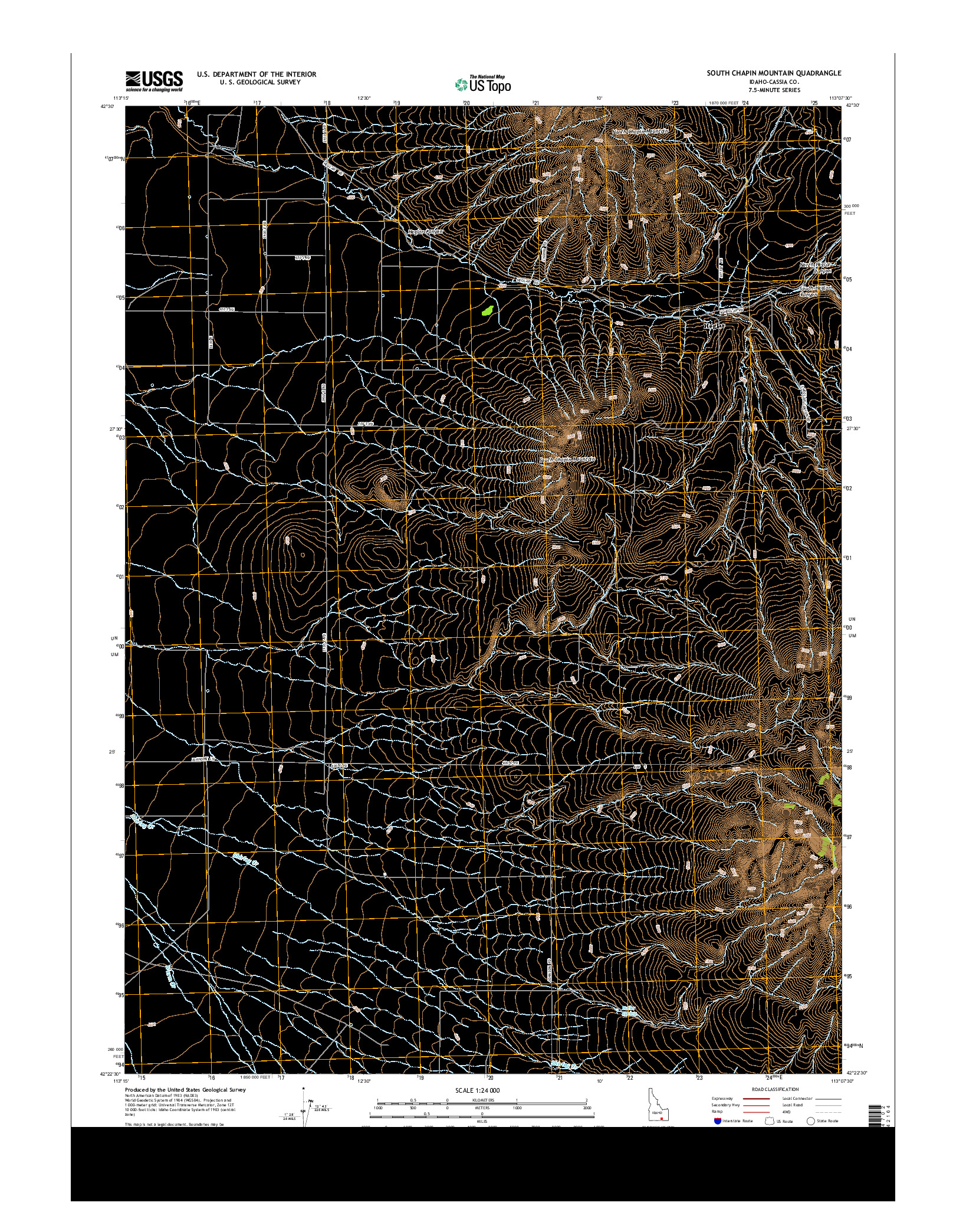 USGS US TOPO 7.5-MINUTE MAP FOR SOUTH CHAPIN MOUNTAIN, ID 2013